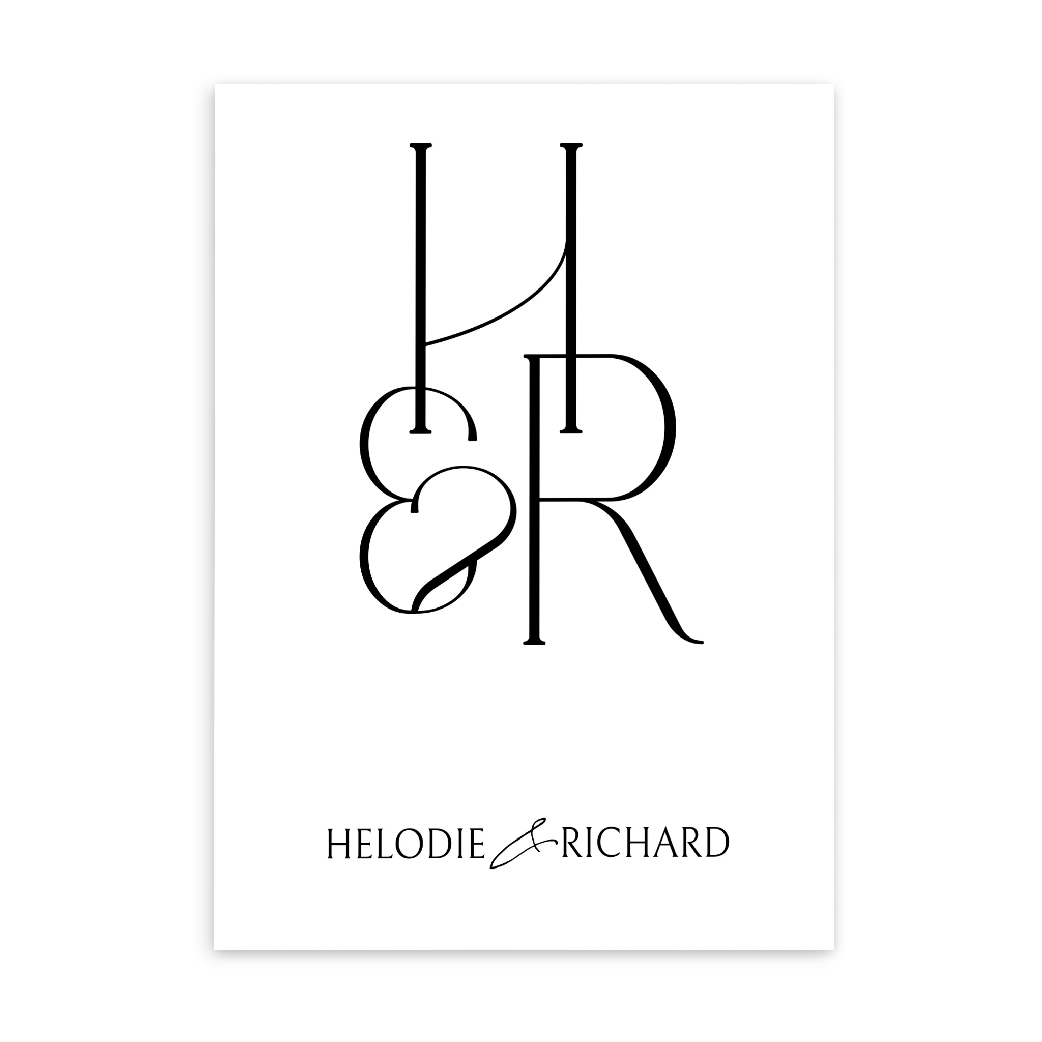 Initiale de Couple - Affiche personnalisée Jetaimeparis France