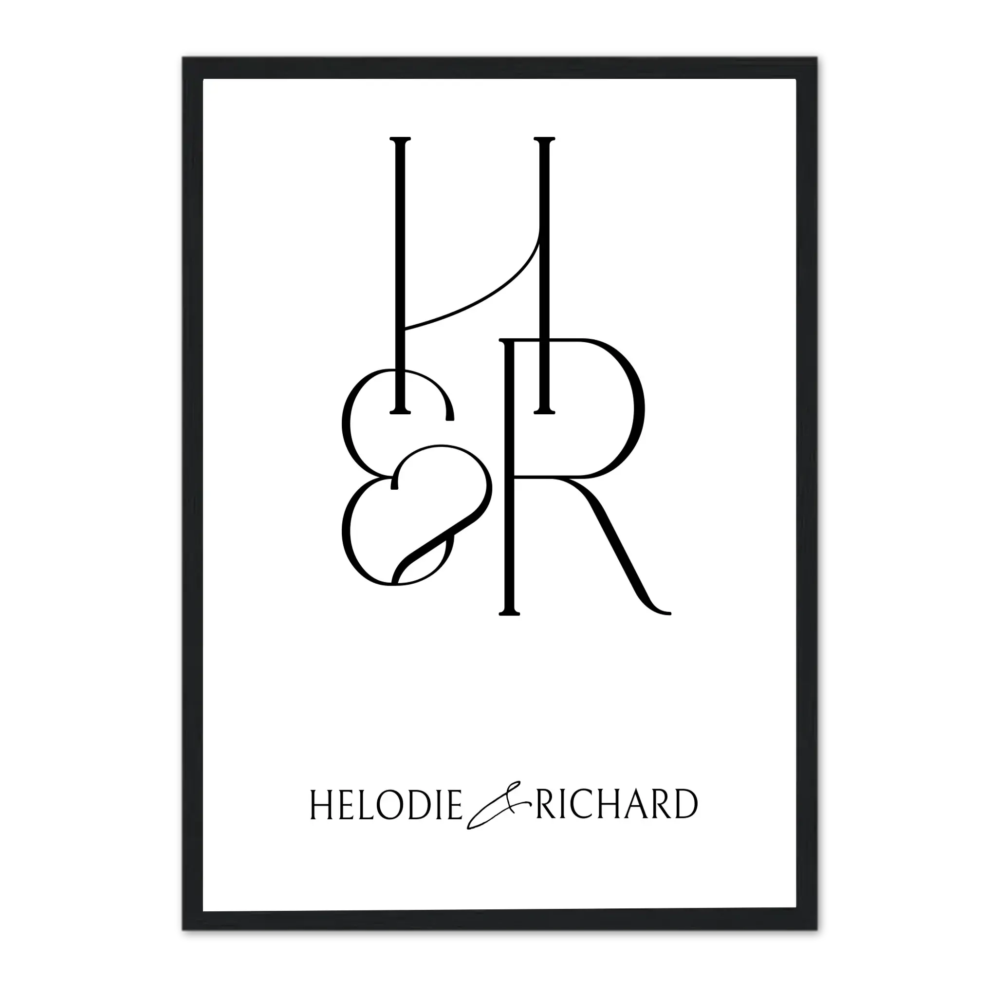 Initiale de Couple - Affiche personnalisée Initiale-de-couple-Noir-Ed.-Limité-75x100-cm Jetaimeparis France