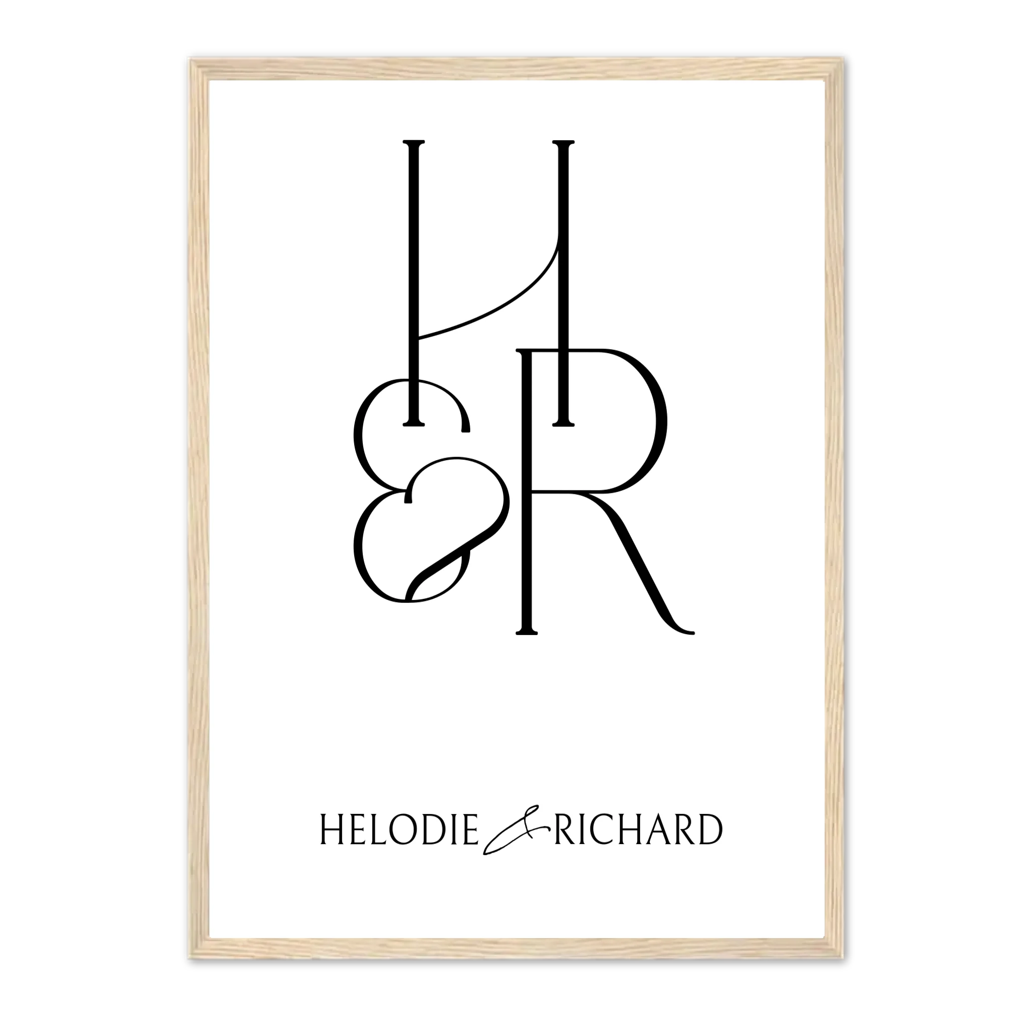 Initiale de Couple - Affiche personnalisée Jetaimeparis France