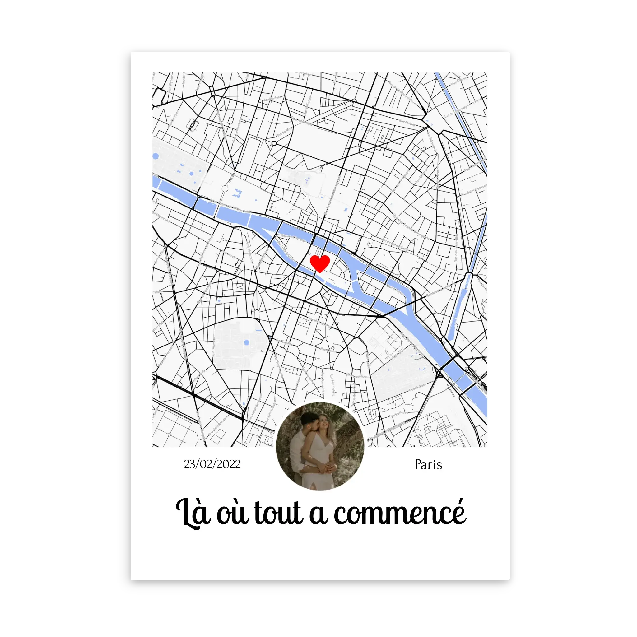 Lieu de Rencontre Photo - Affiche personnalisée Cadre-Vertical-Poster-sans-cadre-Ed.-Limité-75x100 Jetaimeparis France