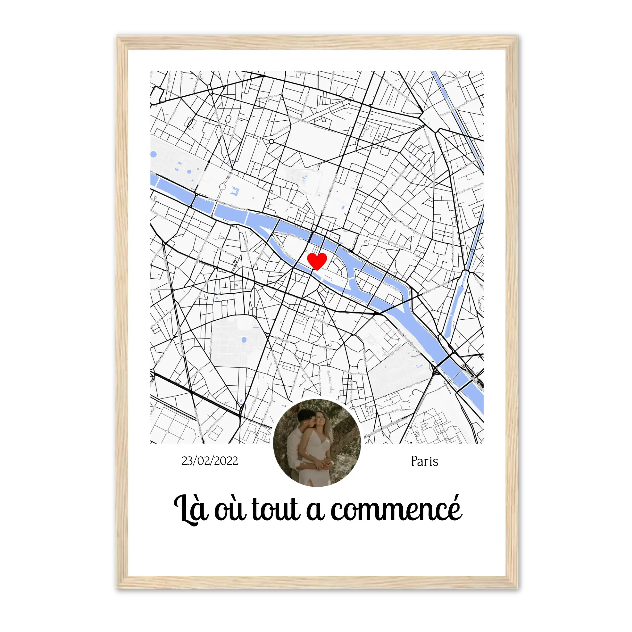 Lieu de Rencontre Photo - Affiche personnalisée Cadre-Vertical-Naturel-Ed.-Limité-75x100-cm Jetaimeparis France