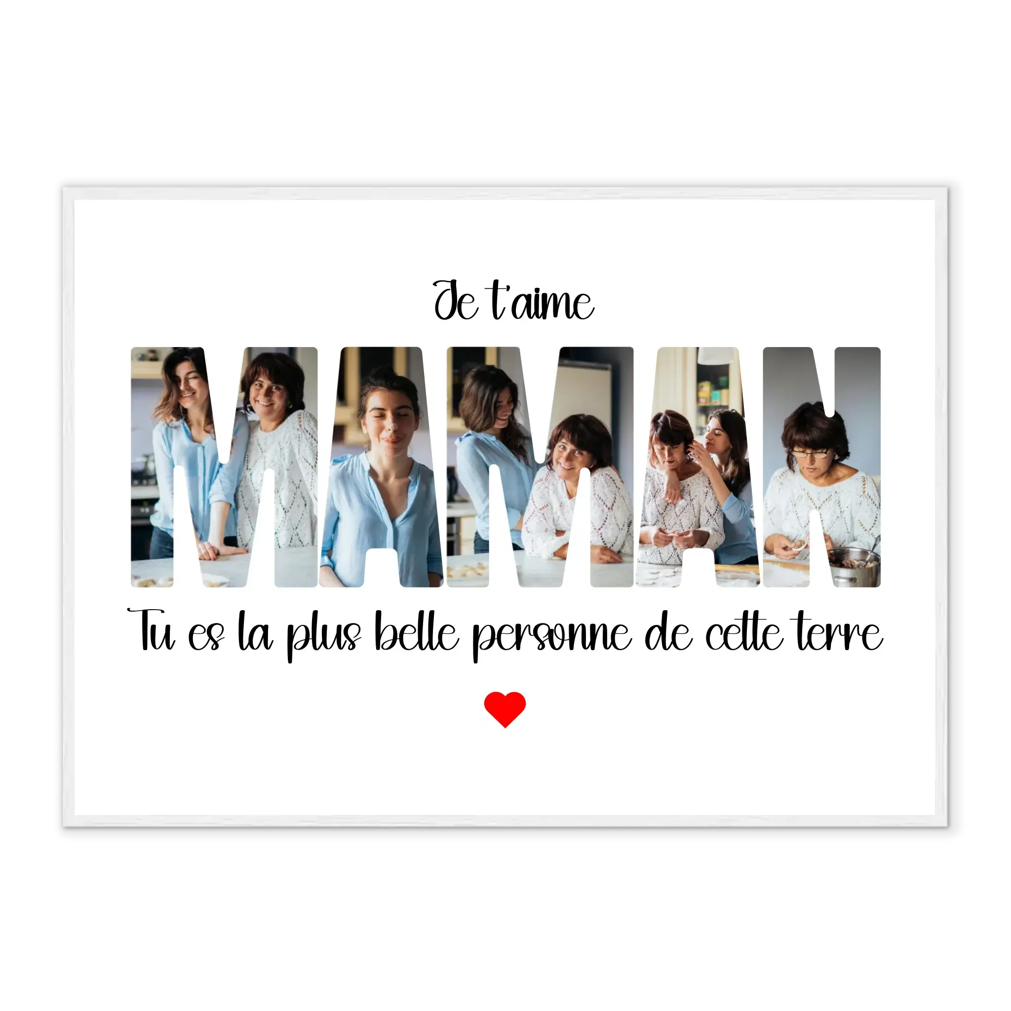 Maman Lettres - Affiches personnalisée Cadre-Horizontal-Blanc-50x70-cm Jetaimeparis France
