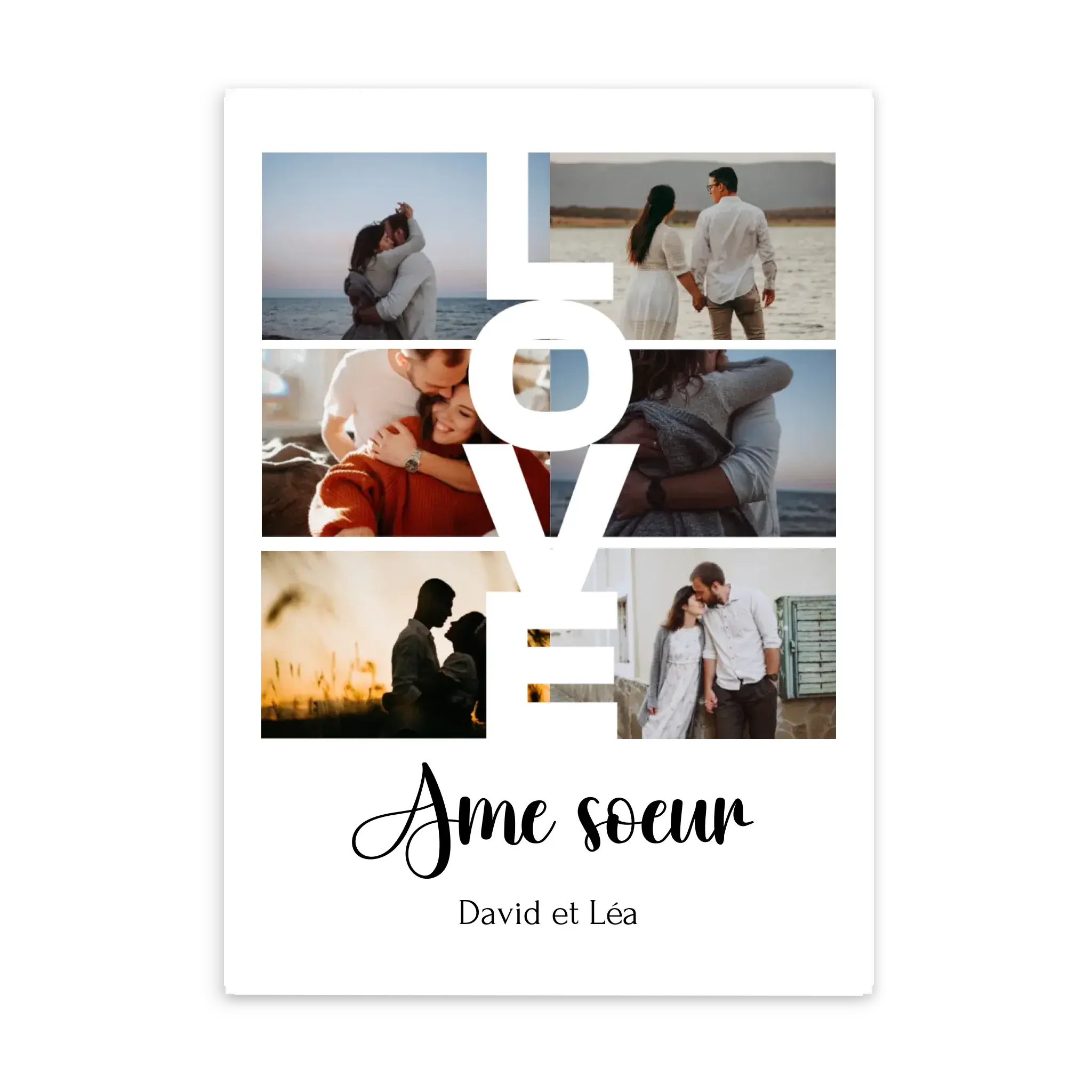 Love 6 photos - Affiche personnalisée Cadre-Vertical-Poster-sans-cadre-Ed.-Limité-75x100 Jetaimeparis France