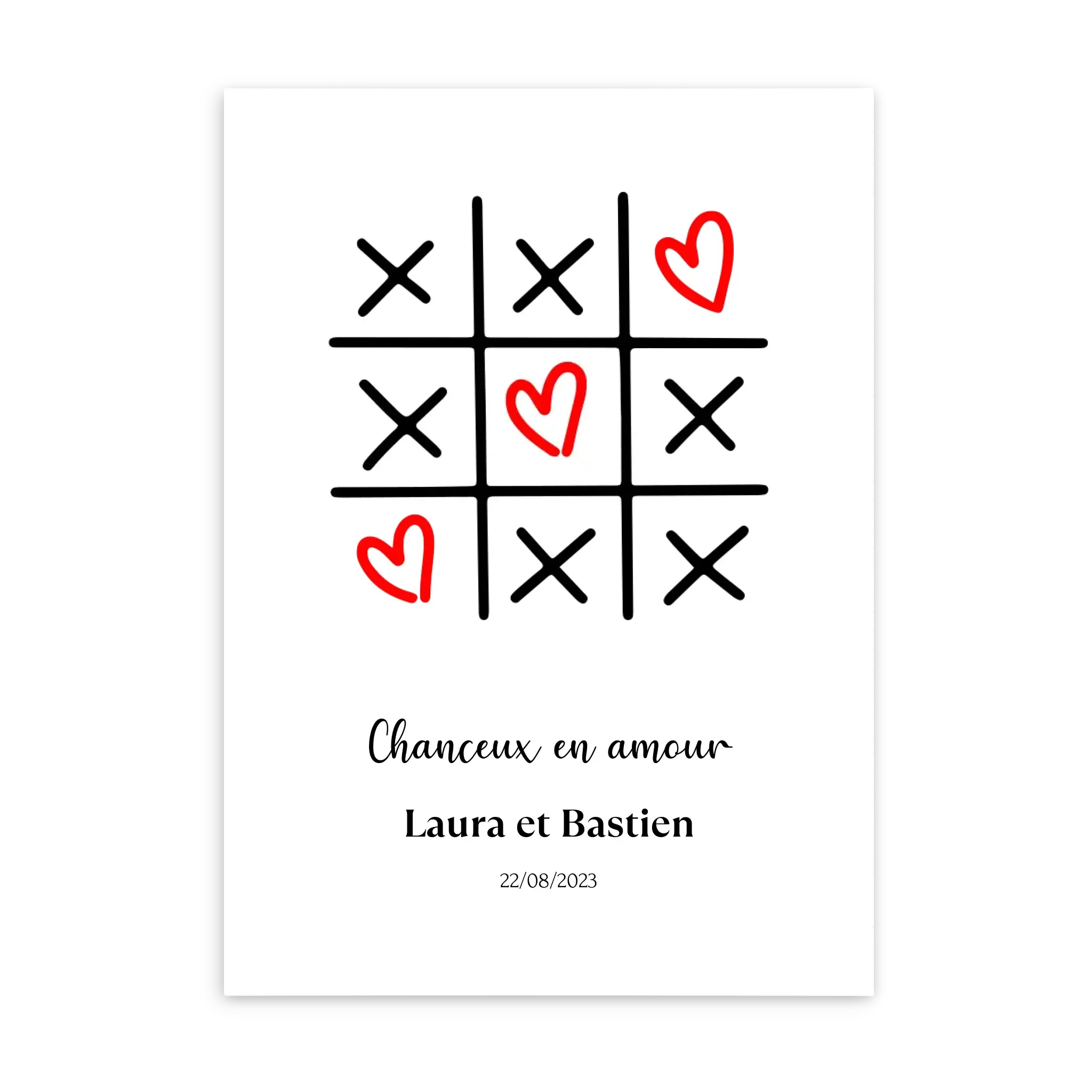 Morpion amour - Affiche personnalisée Cadre-Vertical-Poster-sans-cadre-Ed.-Limité-75x100 Jetaimeparis France