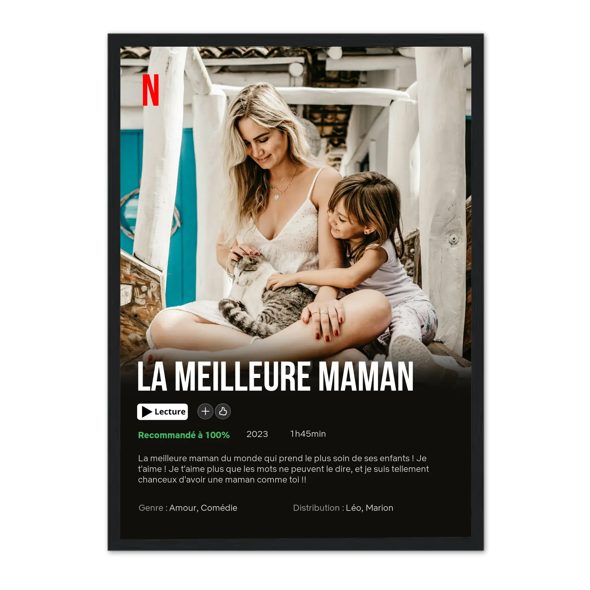 Notre Propre FIlm (Ed. Maman) - Affiche personnalisée Cadre-Vertical-Noir-Ed.-Limité-75x100-cm Jetaimeparis France