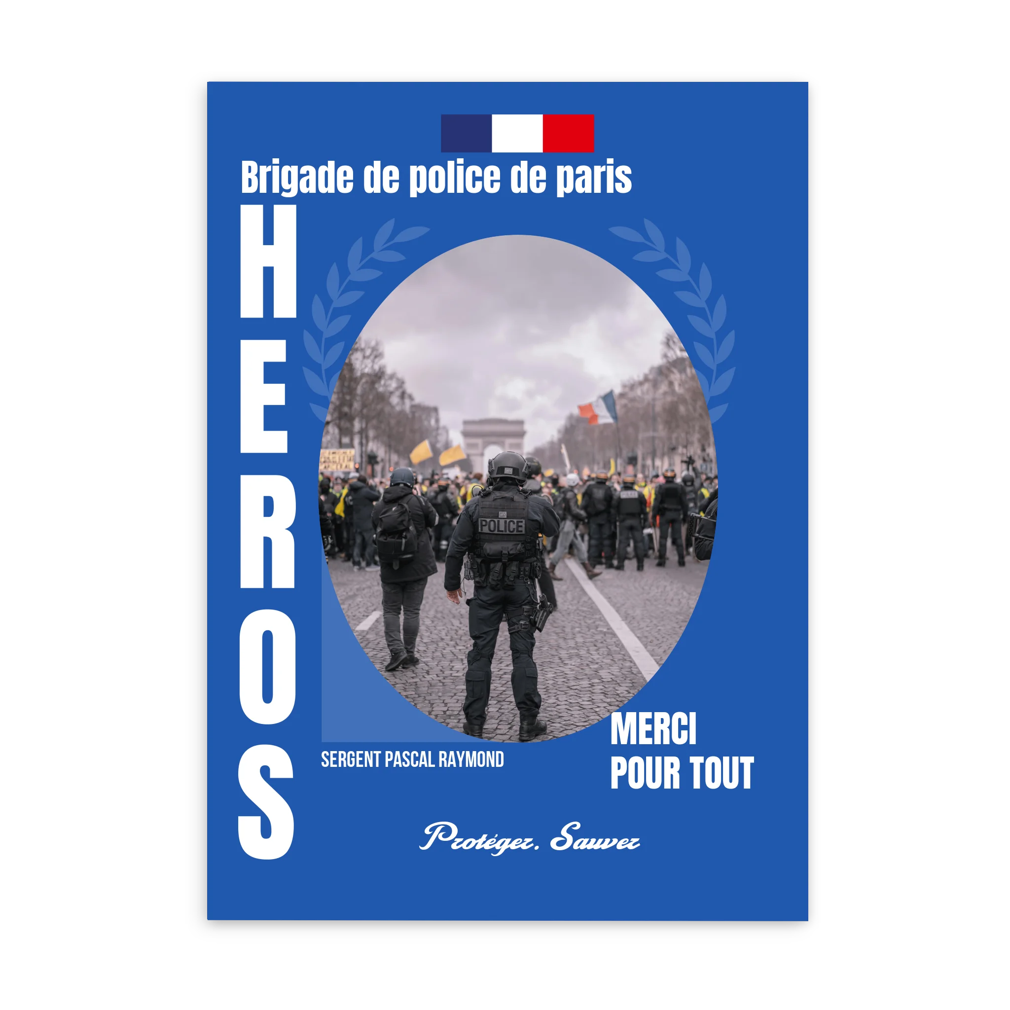 Métiers des forces de l'ordre - Affiche personnalisée Cadre Vertical / Poster sans cadre / 50x70 cm Jetaimeparis France