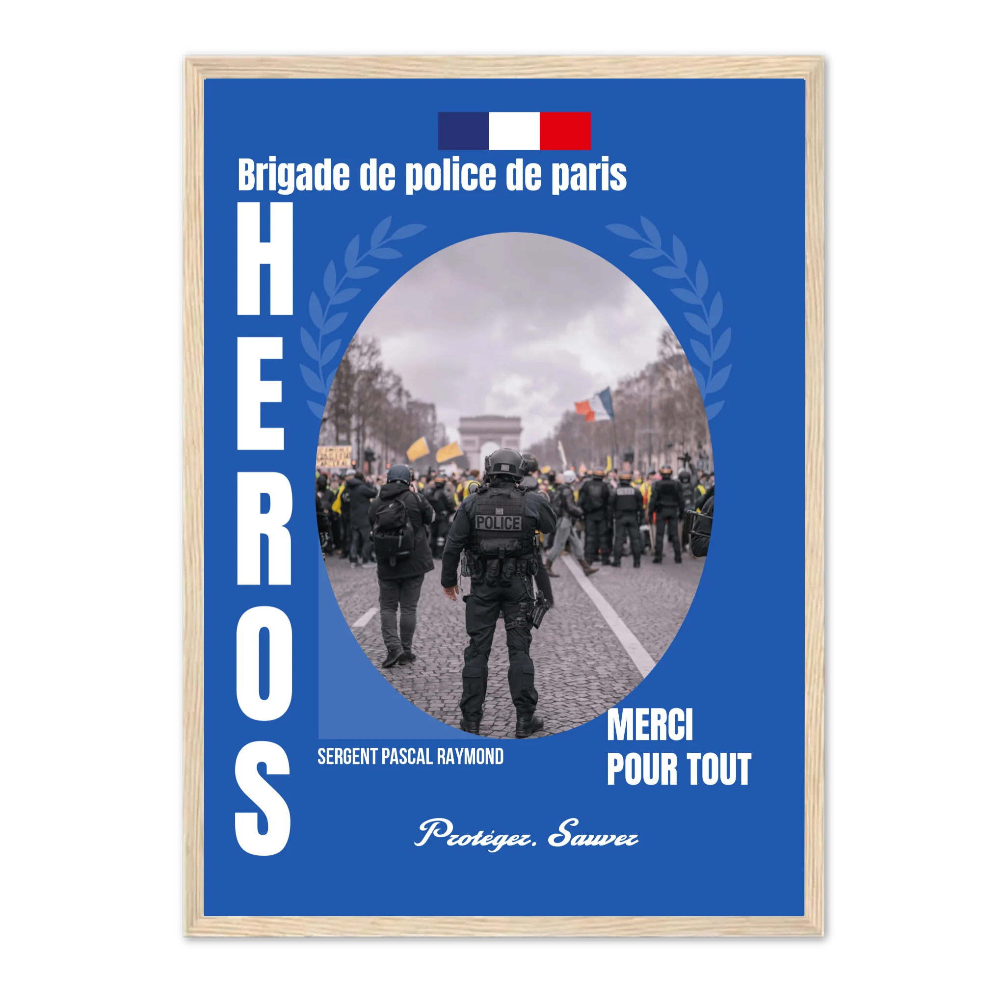 Métiers des forces de l'ordre - Affiche personnalisée Cadre Vertical / Naturel / Ed. Limité : 75x100 cm Jetaimeparis France