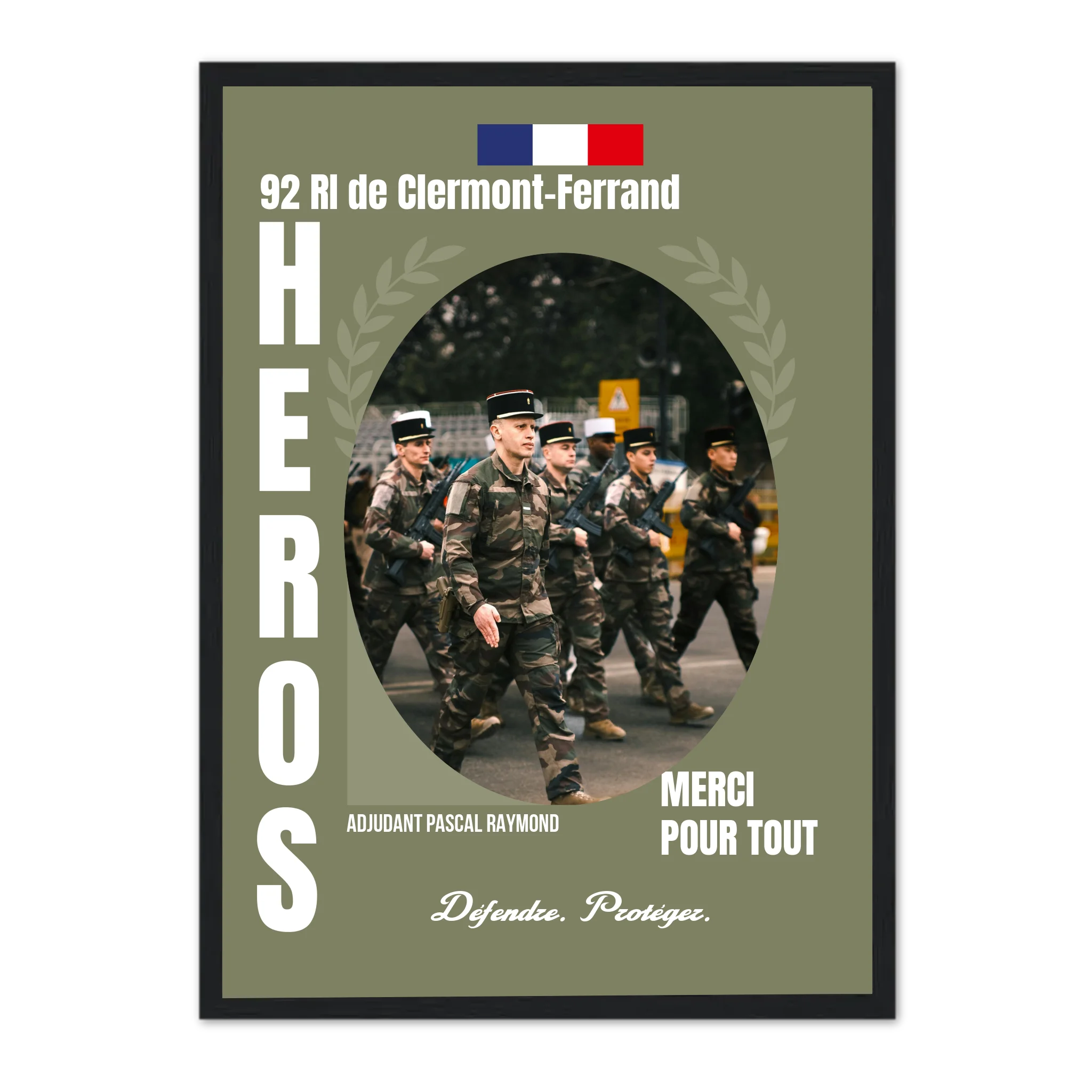 Métiers Militaires - Affiche personnalisée Cadre Vertical / Noir / Ed. Limité : 75x100 cm Jetaimeparis France