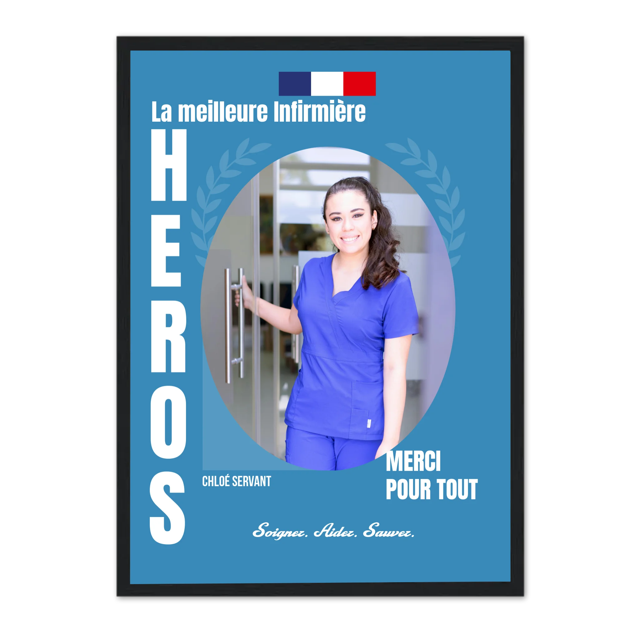 Métiers des soignants - Affiche personnalisée Cadre Vertical / Noir / Ed. Limité : 75x100 cm Jetaimeparis France