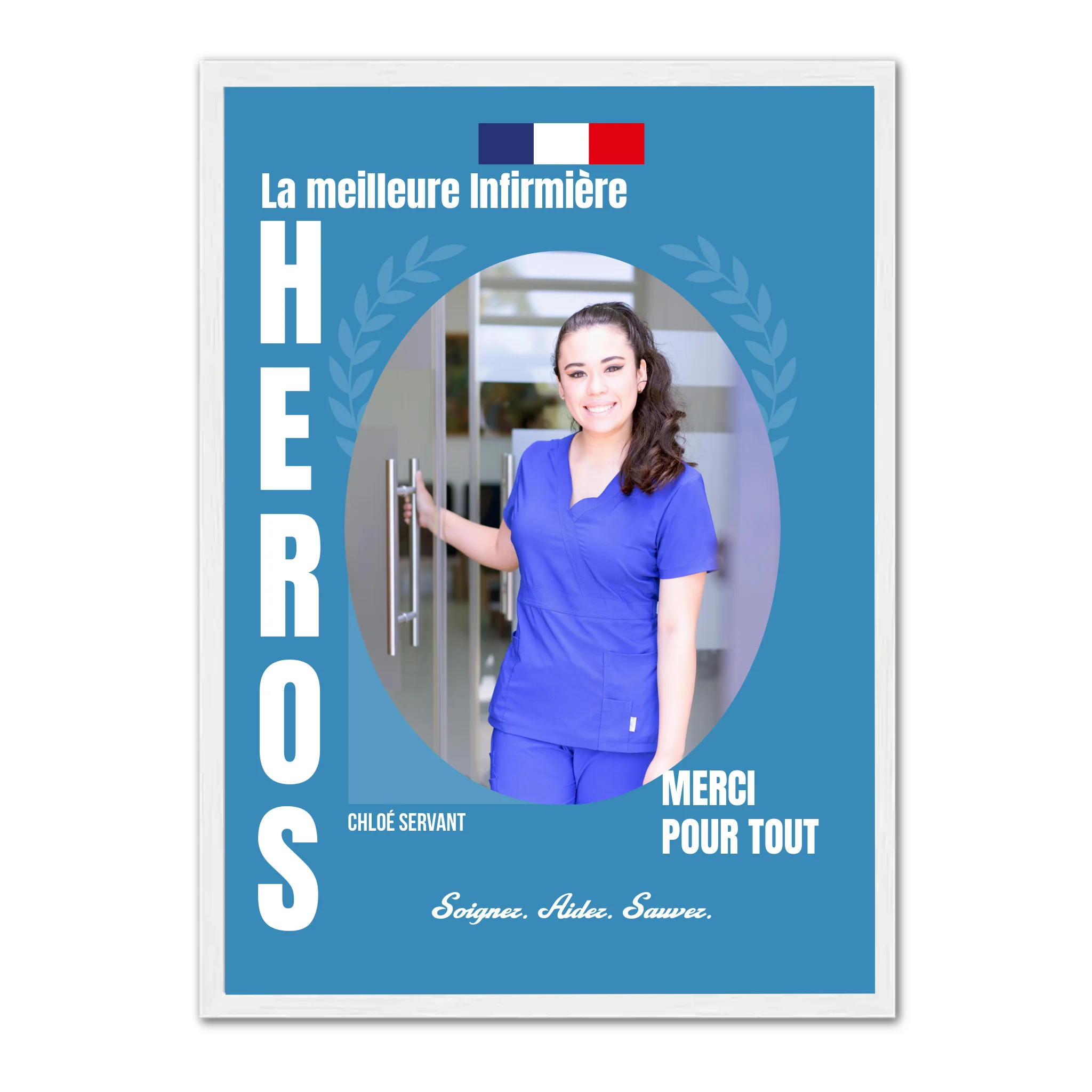Métiers des soignants - Affiche personnalisée Cadre Vertical / Blanc / Ed. Limité : 75x100 cm Jetaimeparis France