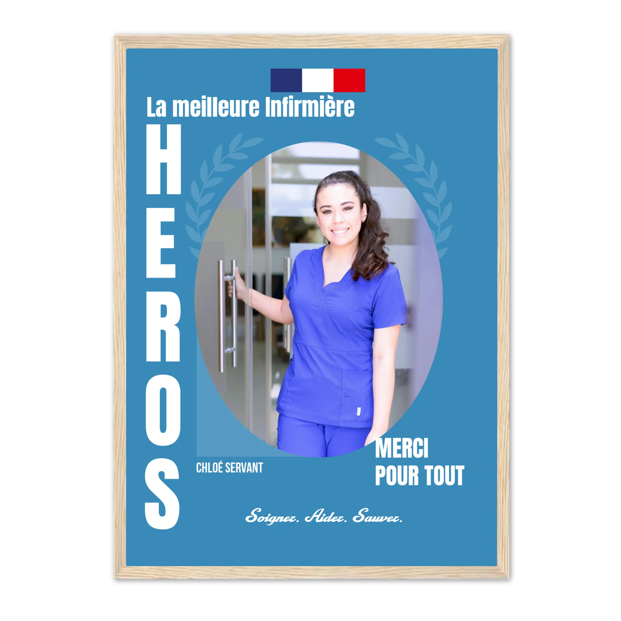 Métiers des soignants - Affiche personnalisée Cadre Vertical / Naturel / Ed. Limité : 75x100 cm Jetaimeparis France