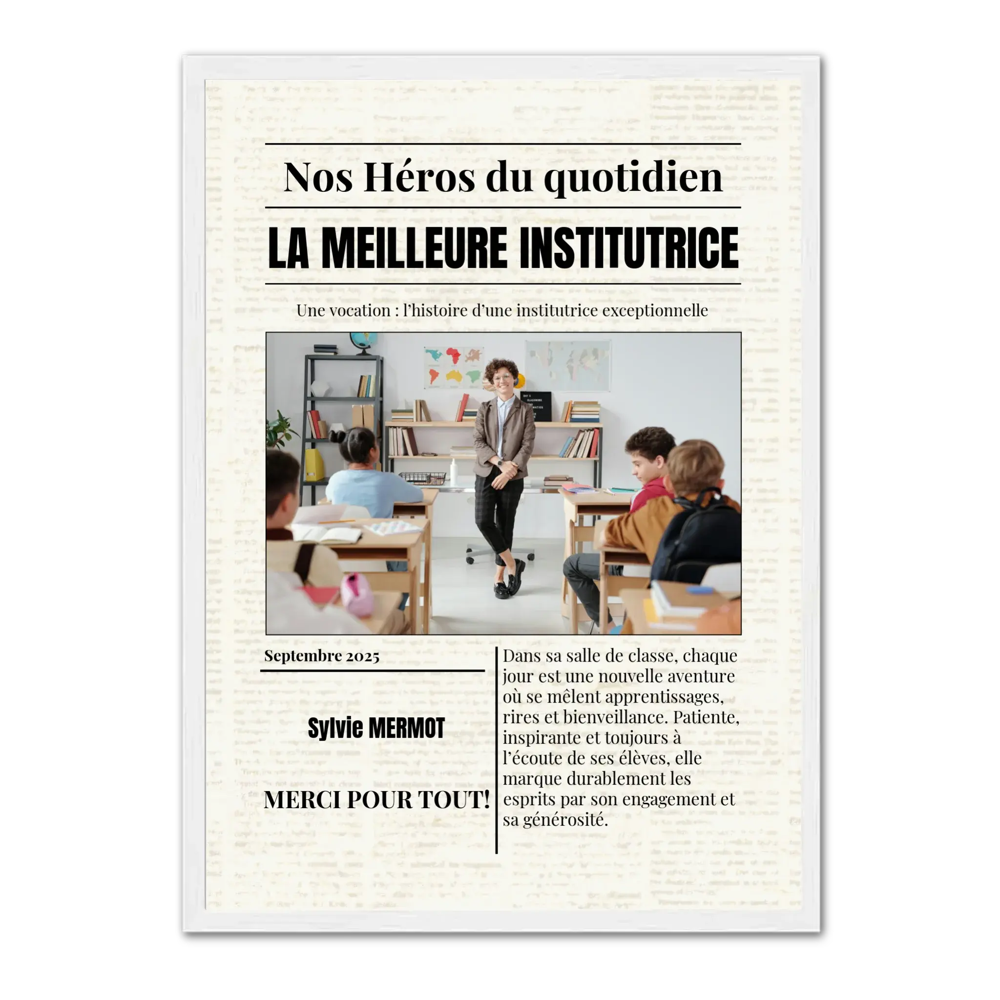Journal métiers "Nos Héros" - Affiche personnalisée Jetaimeparis France