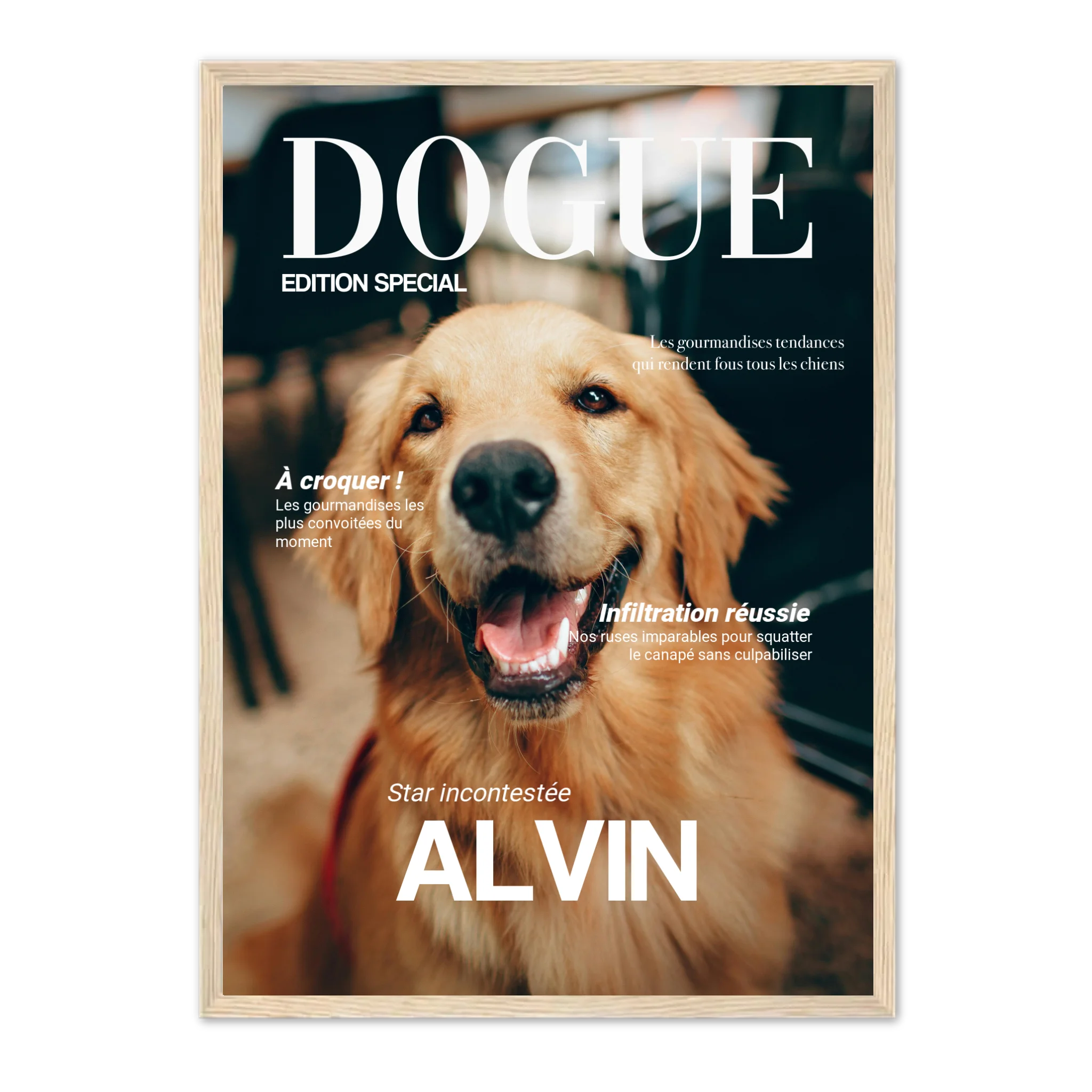 DOGUE - Affiche chien personnalisée Cadre Vertical / Naturel / Ed. Limité : 75x100 cm Jetaimeparis France