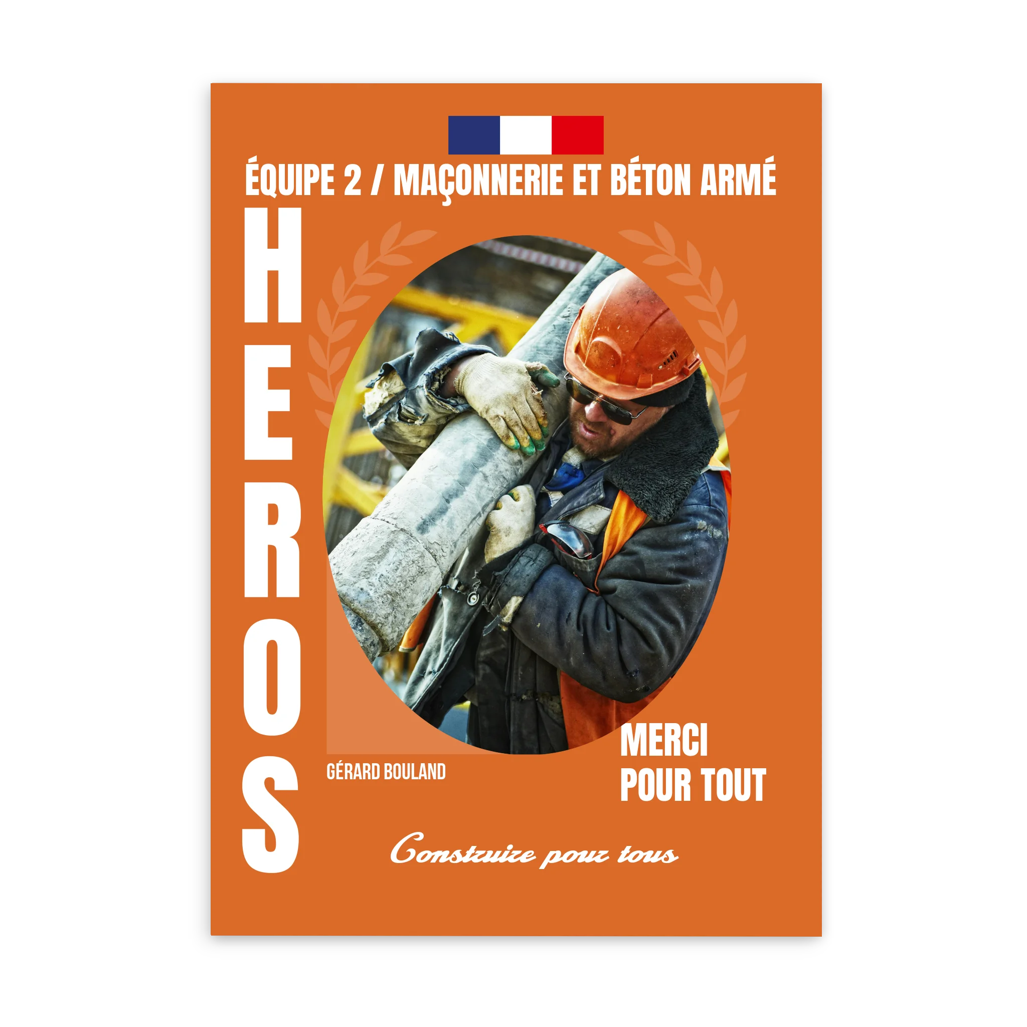 Métiers du BTP - Affiche personnalisée Cadre Vertical / Poster sans cadre / 50x70 cm Jetaimeparis France