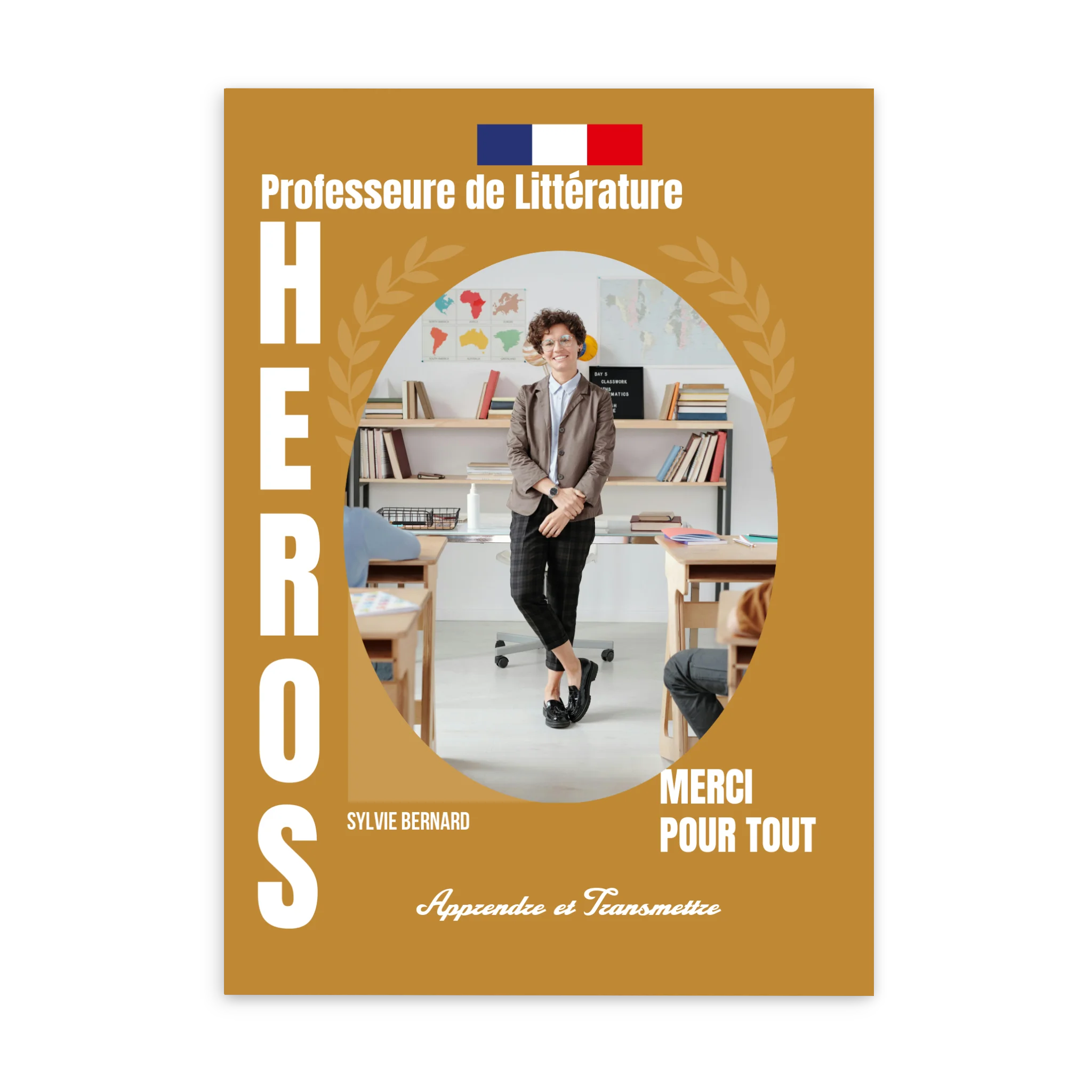 Métiers de l'éducation - Affiche personnalisée Cadre Vertical / Poster sans cadre / 50x70 cm Jetaimeparis France