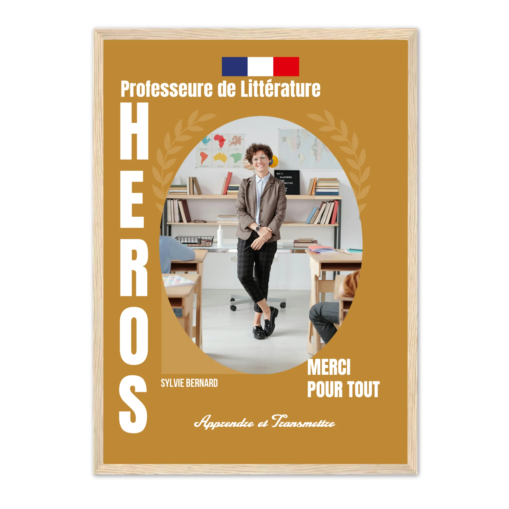 Métiers de l'éducation - Affiche personnalisée Cadre Vertical / Naturel / Ed. Limité : 75x100 cm Jetaimeparis France