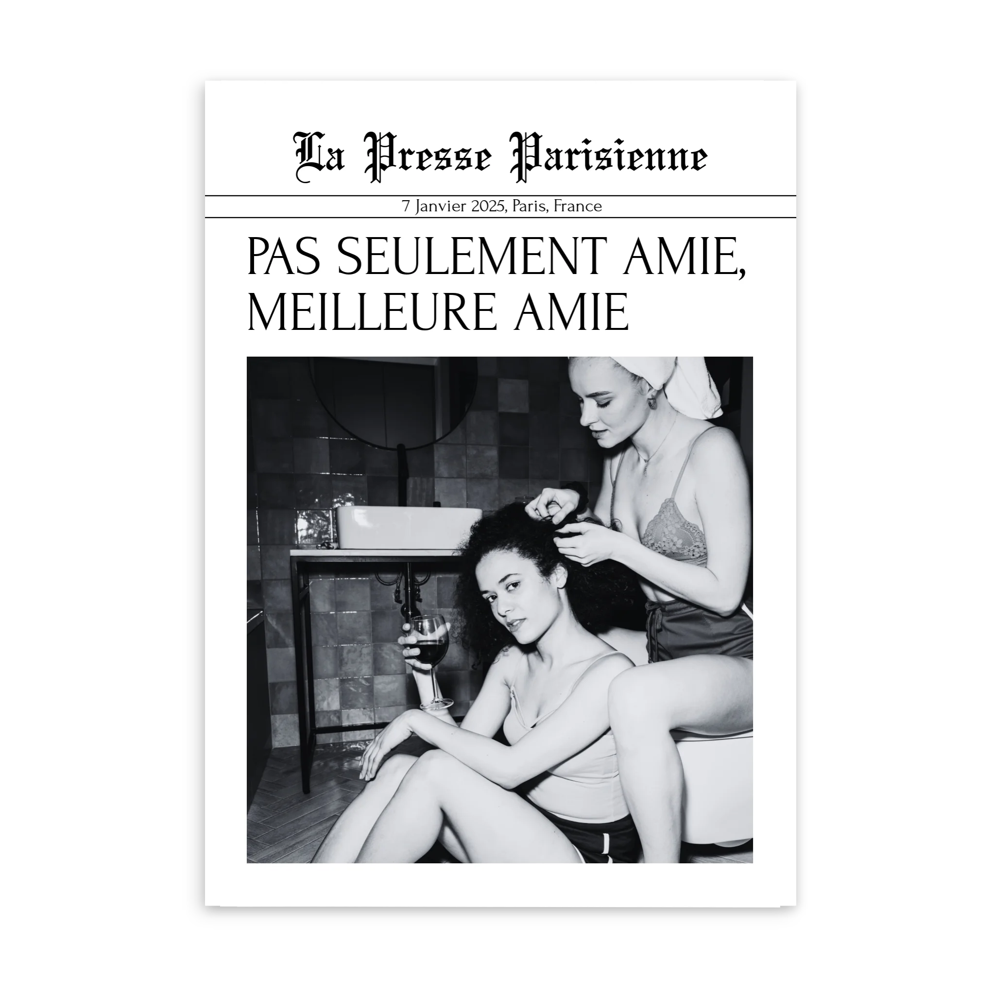 La Gazette - Affiche personnalisée Cadre Vertical / Blanc / Ed. Limité : 75x100 cm Jetaimeparis France