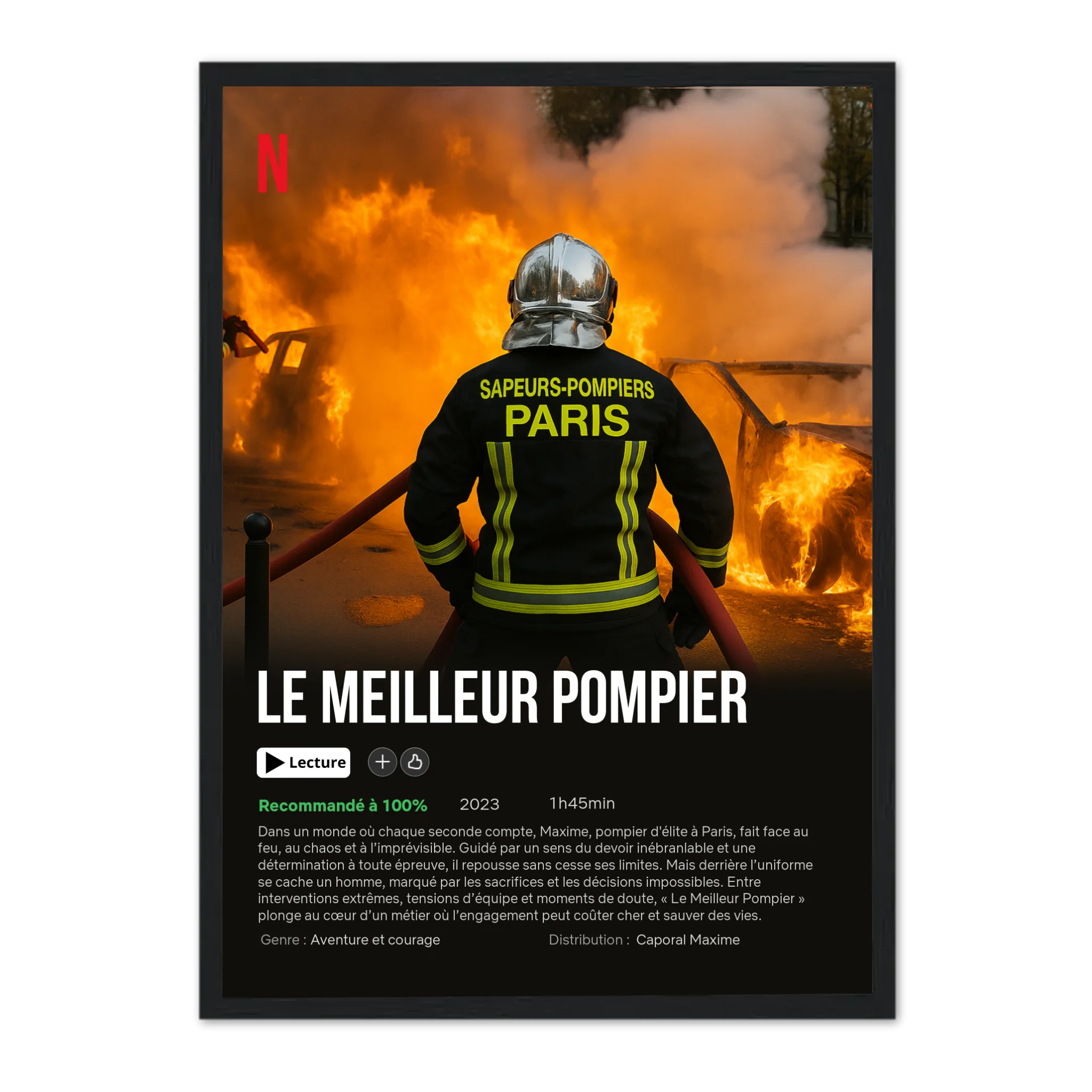 Mon métier mon histoire - Affiche personnalisée Cadre Vertical / Noir / Ed. Limité : 75x100 cm Jetaimeparis France