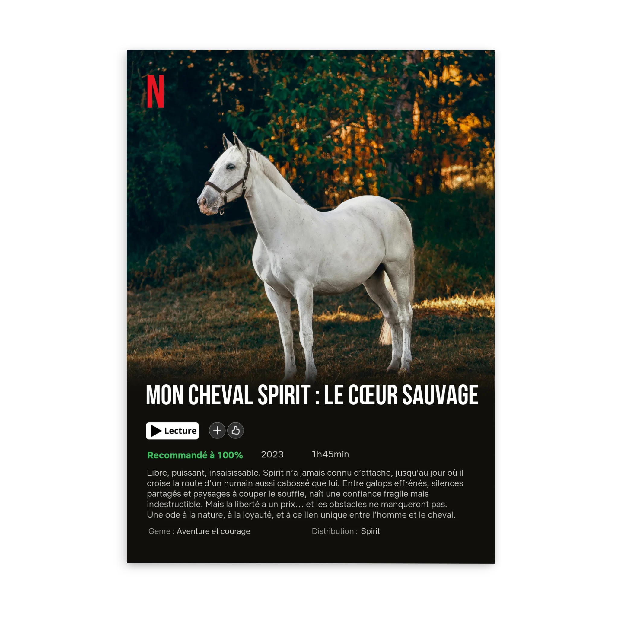 Mon Cheval - Affiche de Film - Affiche personnalisée Cadre Vertical / Poster sans cadre / 50x70 cm Jetaimeparis France