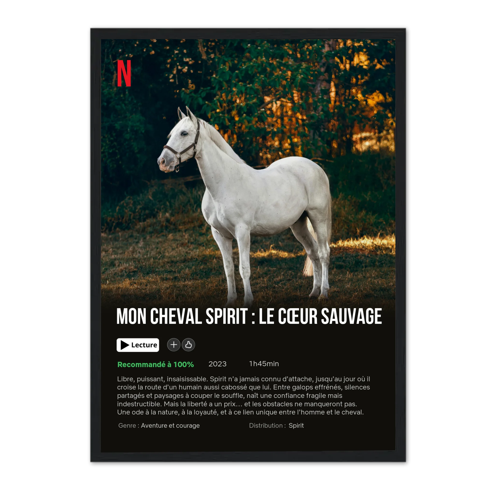 Mon Cheval - Affiche de Film - Affiche personnalisée Cadre Vertical / Noir / Ed. Limité : 75x100 cm Jetaimeparis France