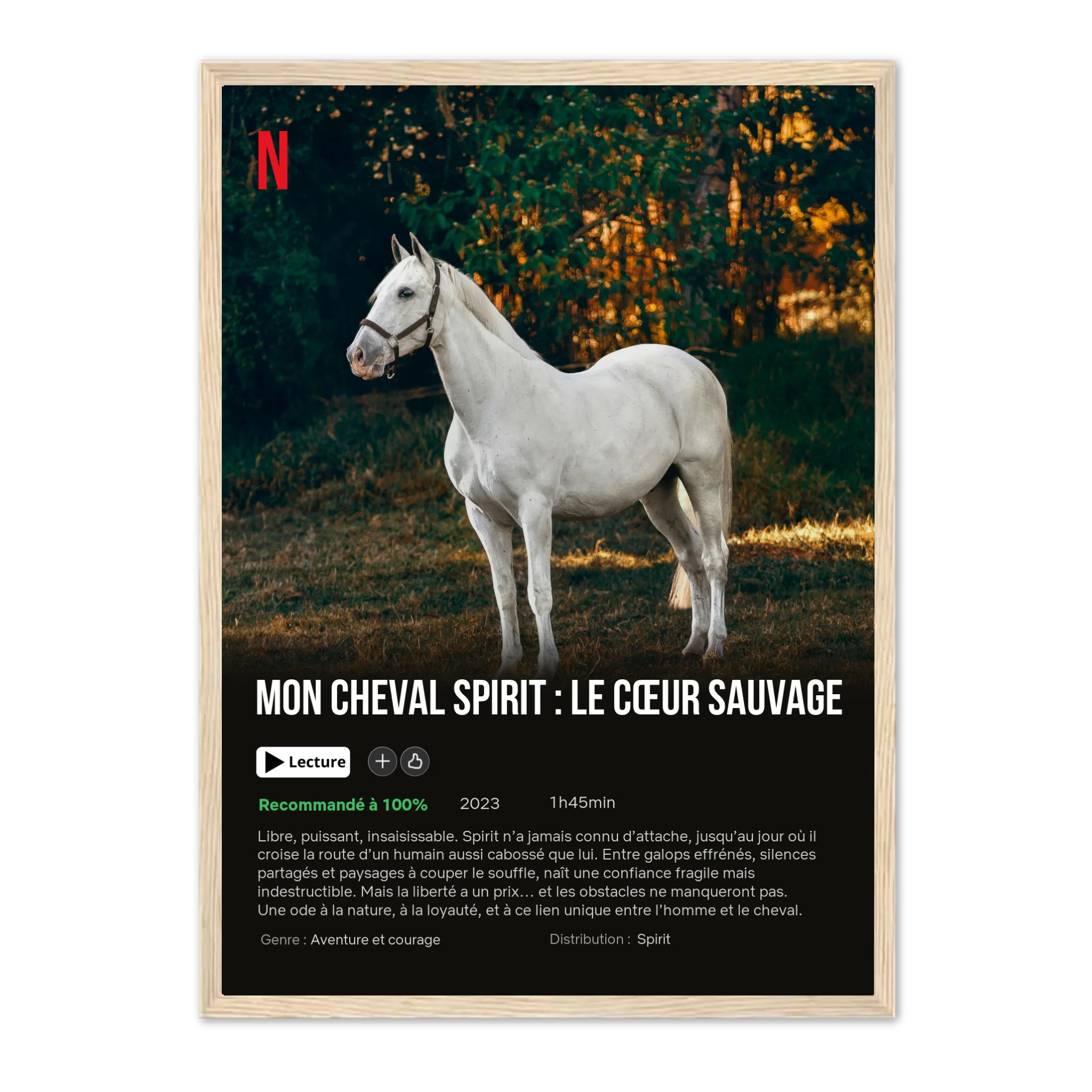 Mon Cheval - Affiche de Film - Affiche personnalisée Cadre Vertical / Naturel / Ed. Limité : 75x100 cm Jetaimeparis France