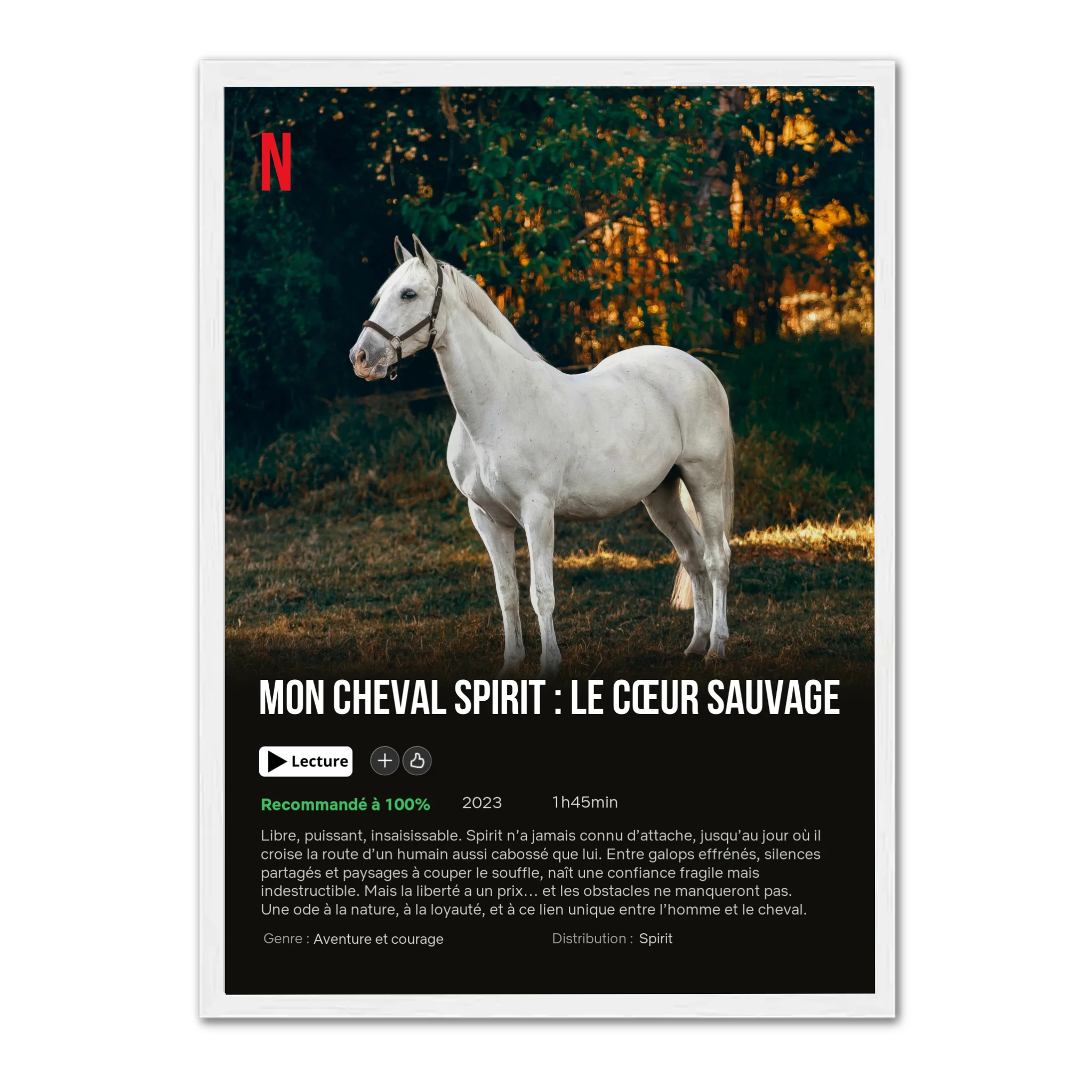 Mon Cheval - Affiche de Film - Affiche personnalisée Cadre Vertical / Blanc / Ed. Limité : 75x100 cm Jetaimeparis France