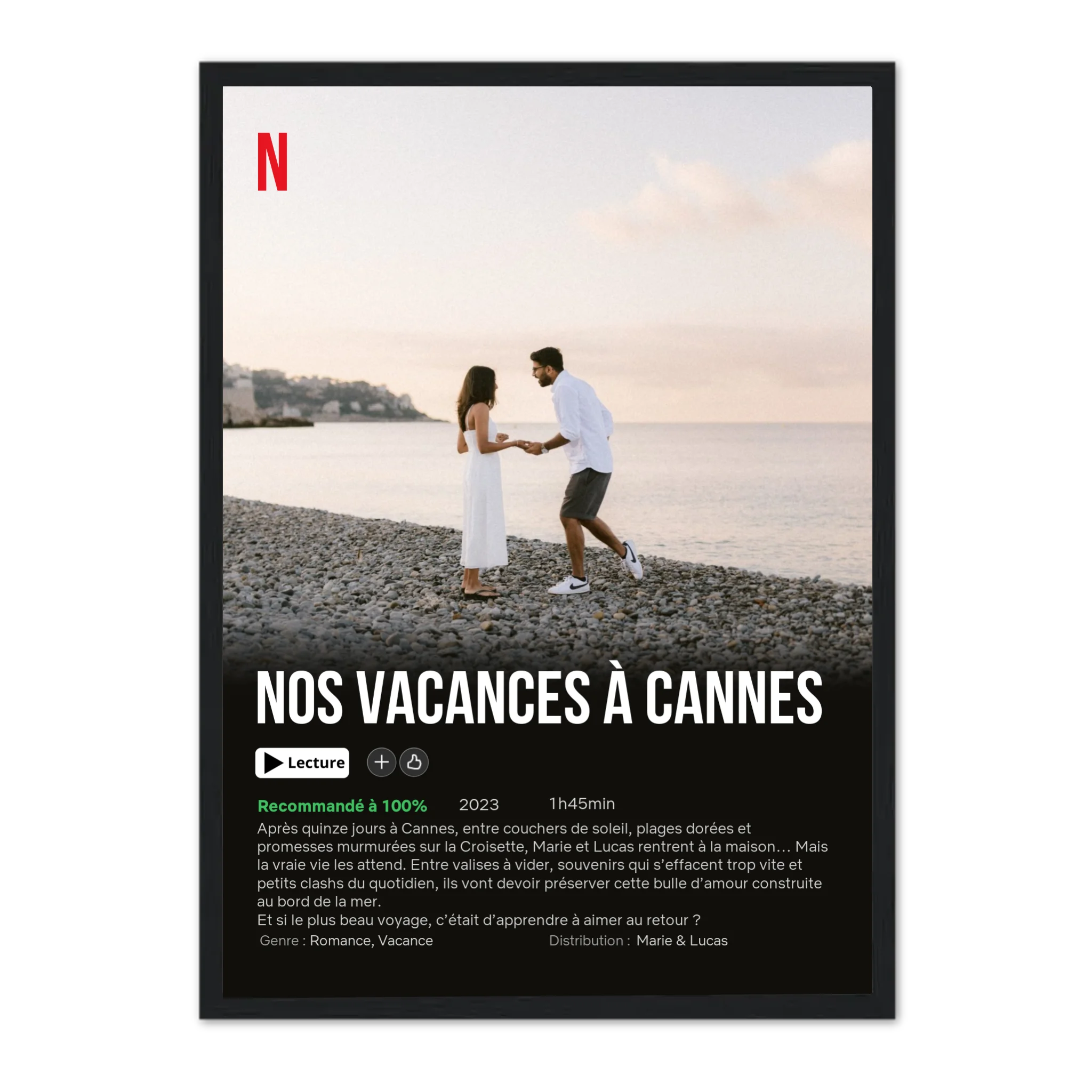 Nos Vacances - Affiche de Film - Affiche personnalisée Cadre Vertical / Noir / Ed. Limité : 75x100 cm Jetaimeparis France