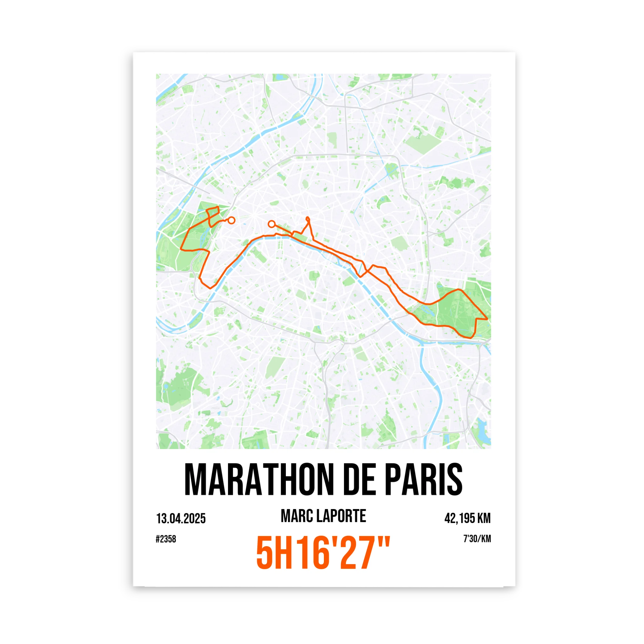 Marathon - Affiche personnalisée Jetaimeparis France