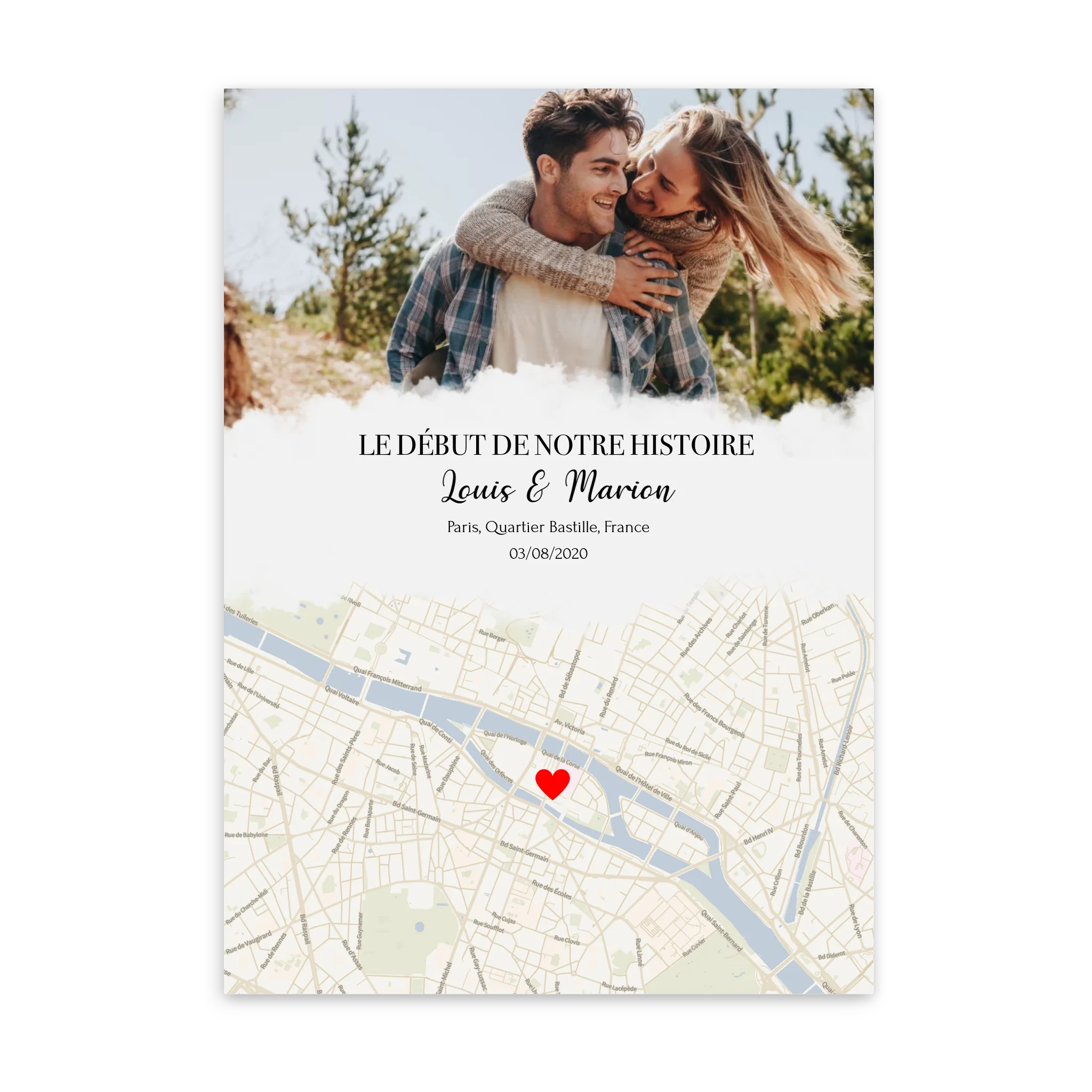 Notre Rencontre - Affiche personnalisée Jetaimeparis France