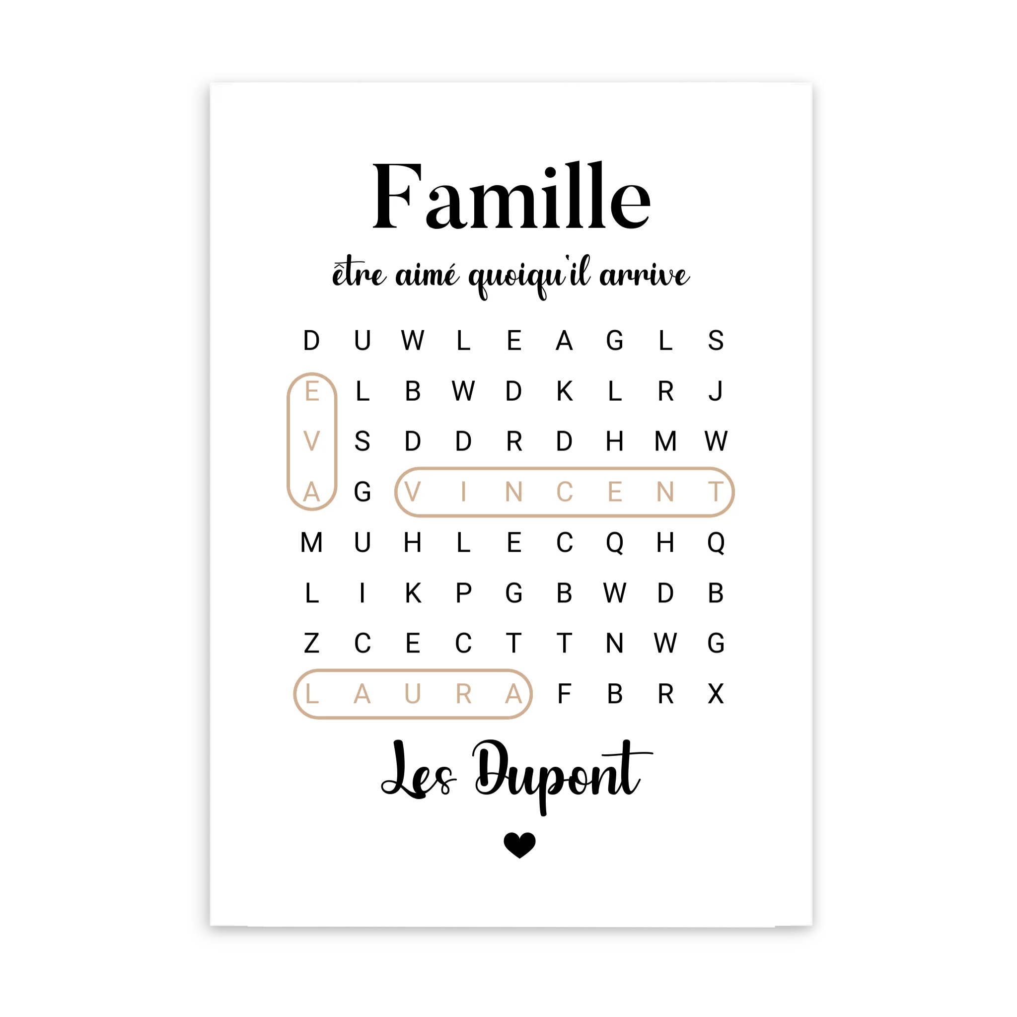 Mots croisés Famille - Affiche personnalisée