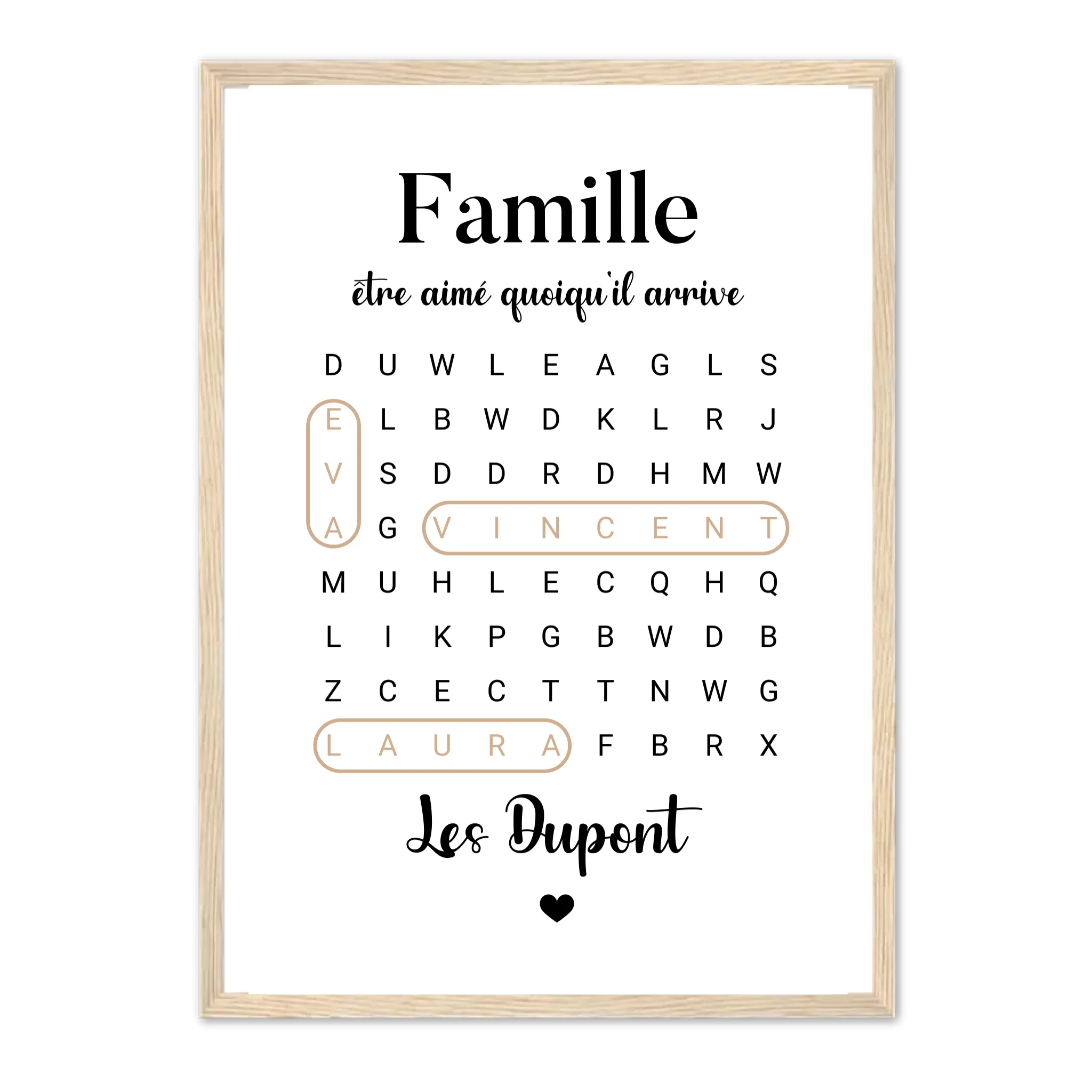 Mots croisés Famille - Affiche personnalisée