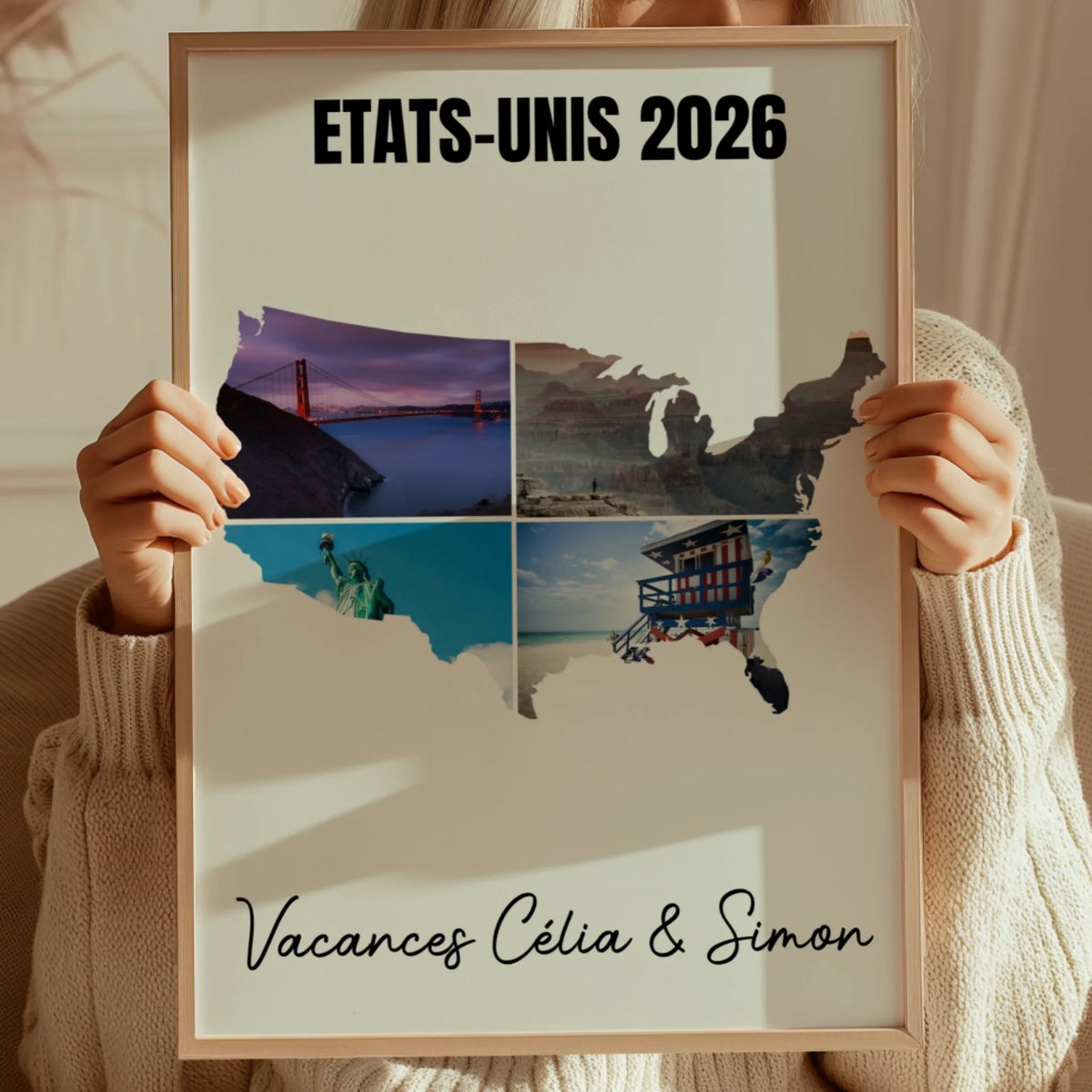 Vacances Etats-Unis- Affiche personnalisée