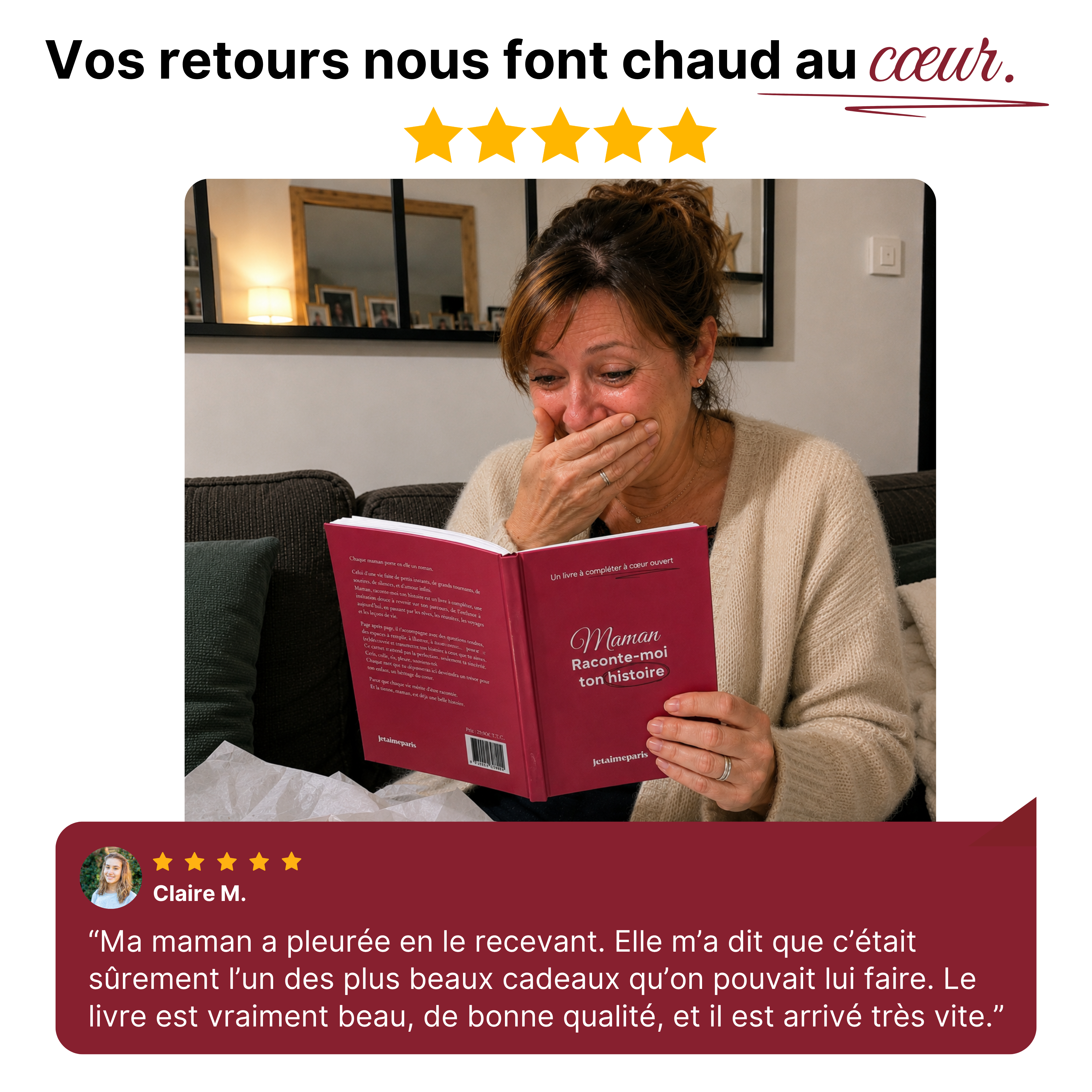 Raconte-moi ton histoire - Livre maman Jetaimeparis France