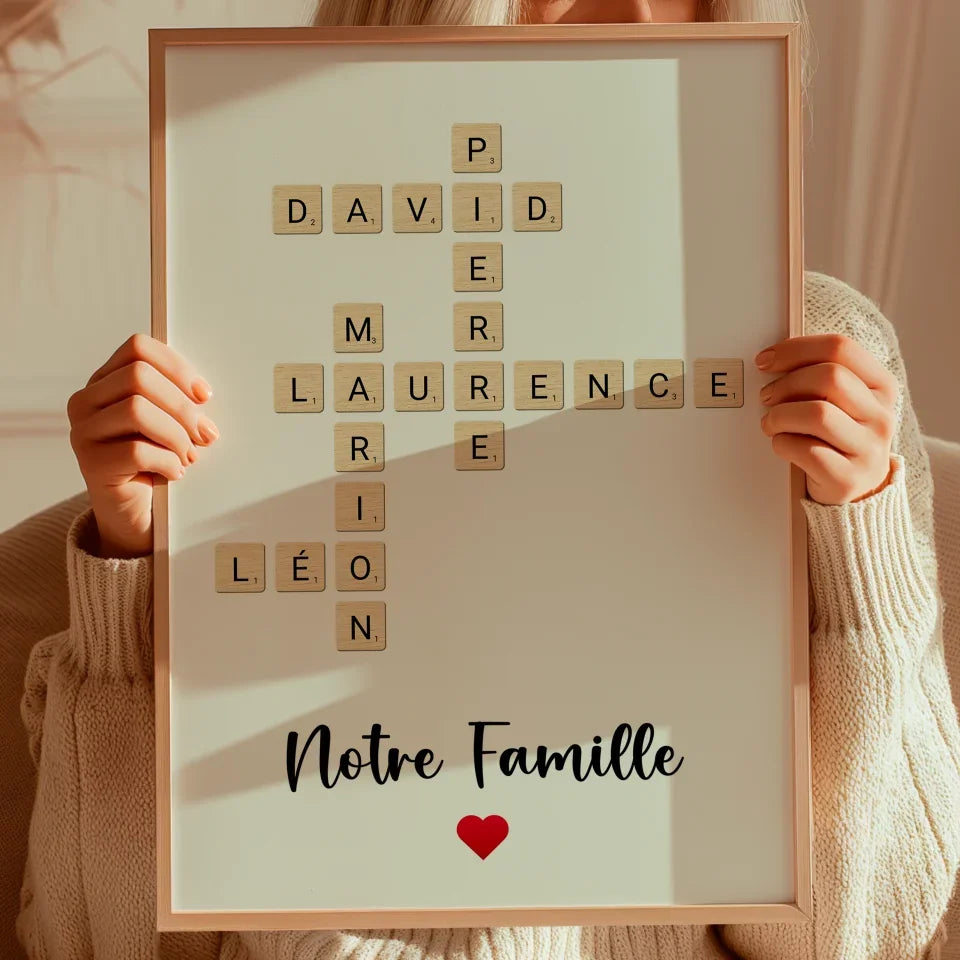 Affiche Scrabble Famille Personnalisée : Votre tribu s'affiche Jetaimeparis France