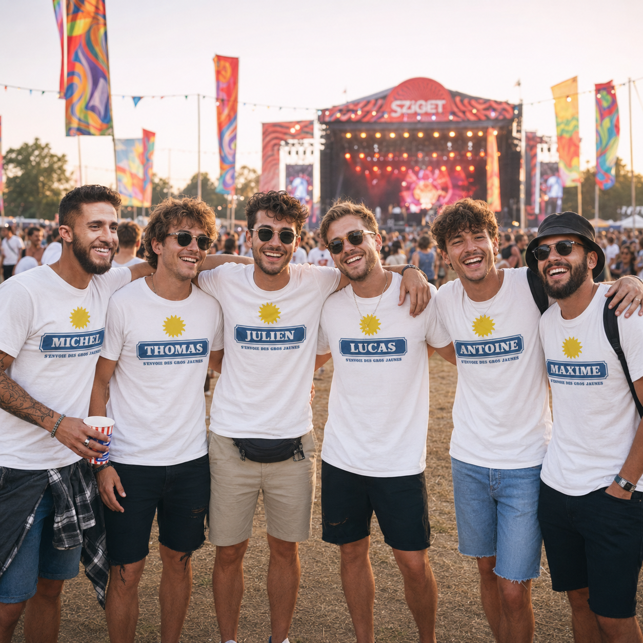 Groupe d’amis avec le même Tee-shirt Ricard pour le Sziget Festival 2026