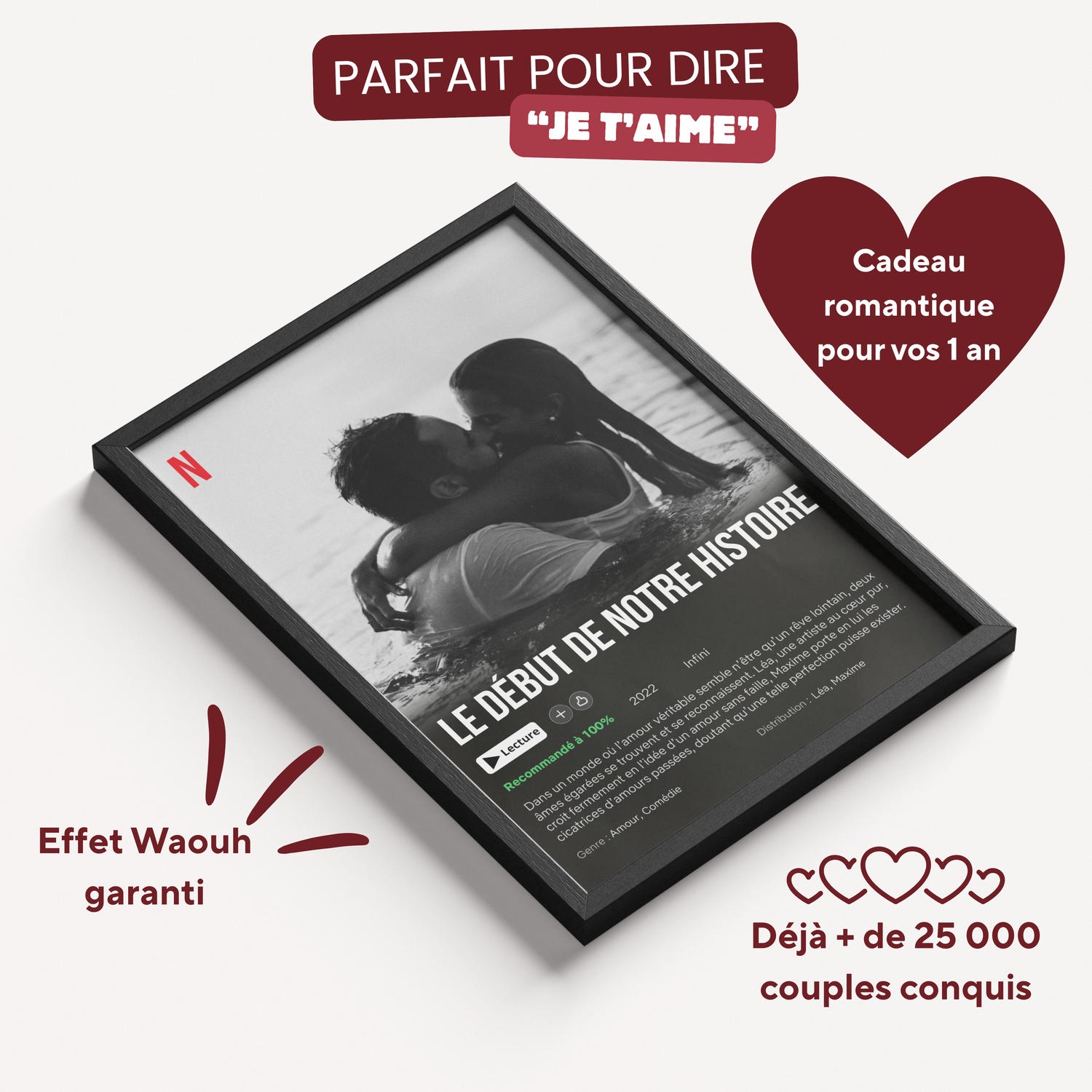 Quelle affiche personnalisée pour 1 an de couple ? Jetaimeparis Jetaimeparis France