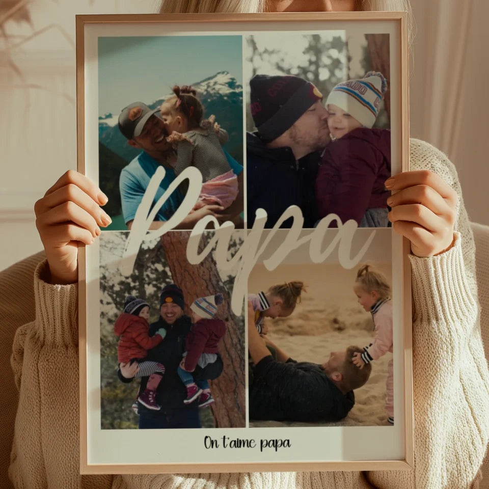 Papa 4 photos - Affiche personnalisée