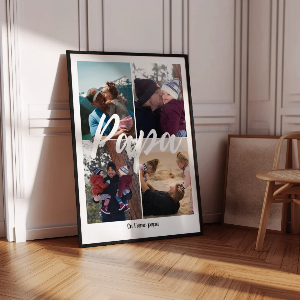 Papa 4 photos - Affiche personnalisée