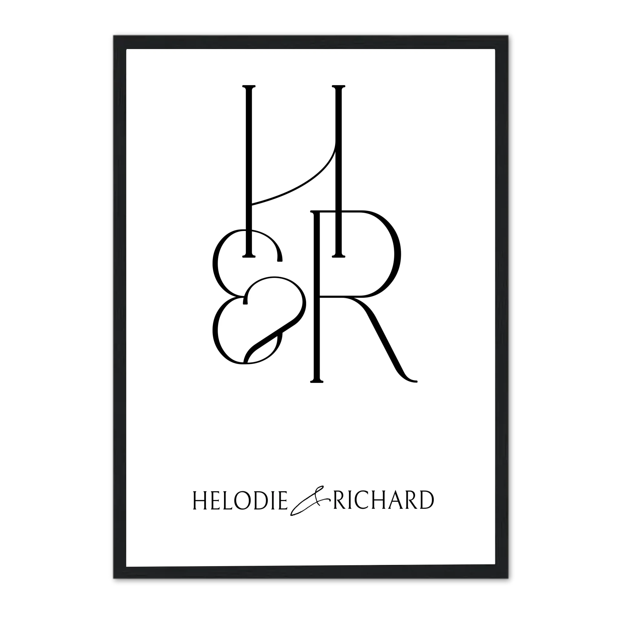 Initiale de Couple - Affiche personnalisée  Jetaimeparis France
