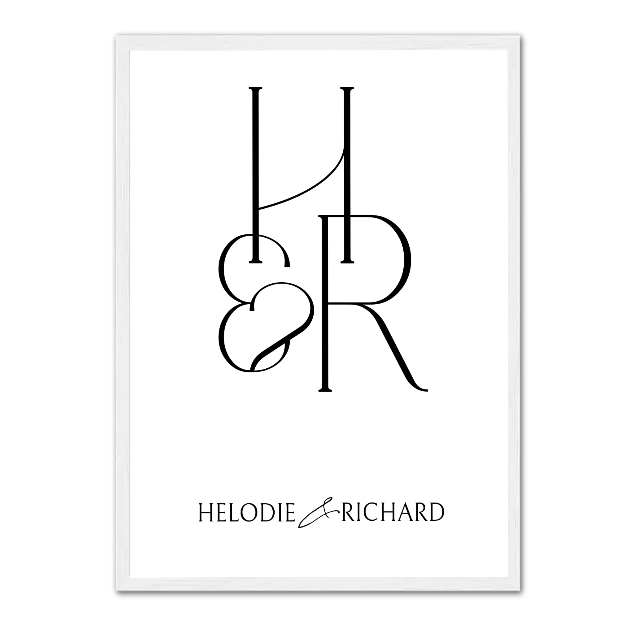 Initiale de Couple - Affiche personnalisée  Jetaimeparis France