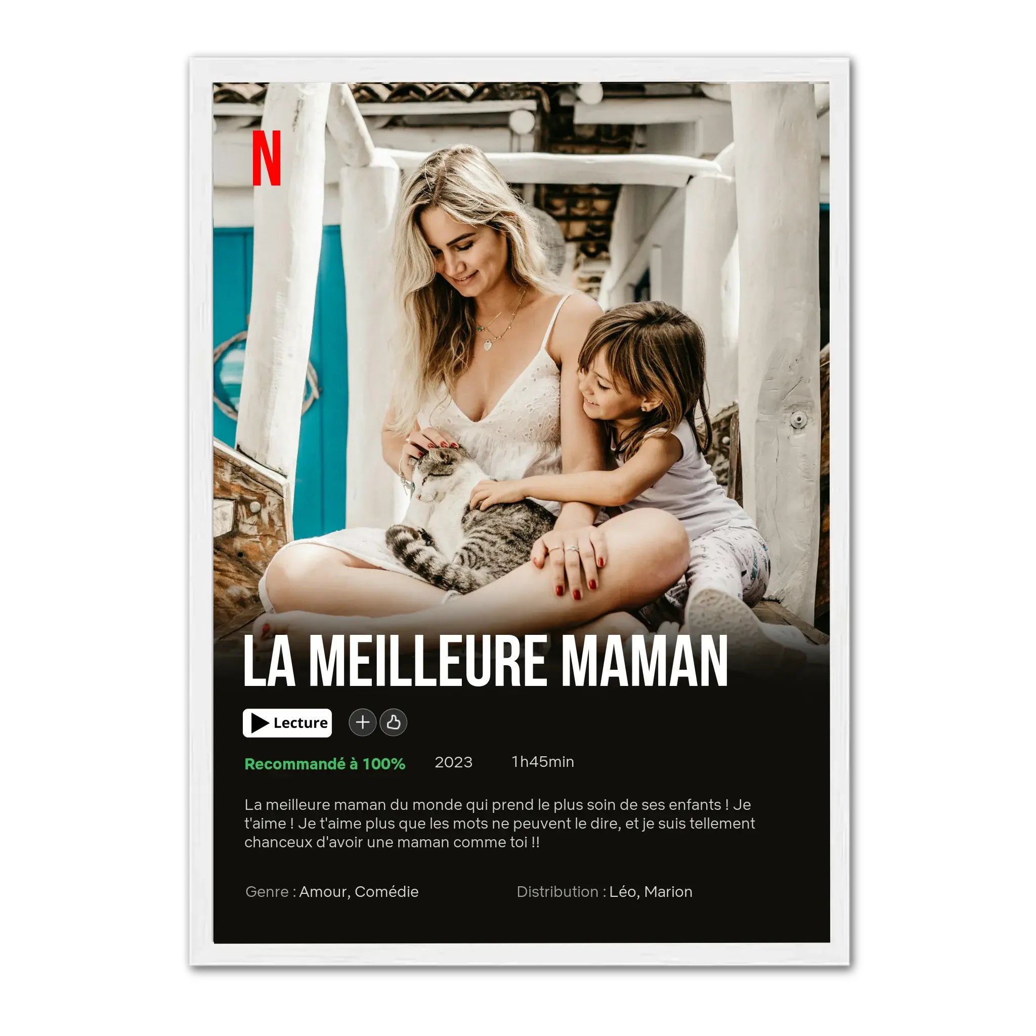 Notre Propre FIlm (Ed. Maman) - Affiche personnalisée  Cadre-Vertical-Blanc-Ed.-Limité-75x100-cm  Jetaimeparis France