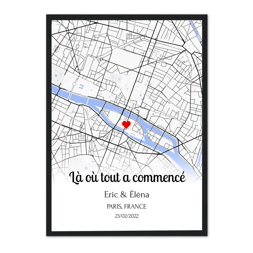 Affiche Lieu de rencontre personnalisée pour Éric et Éléna, Paris, 14/02/2024