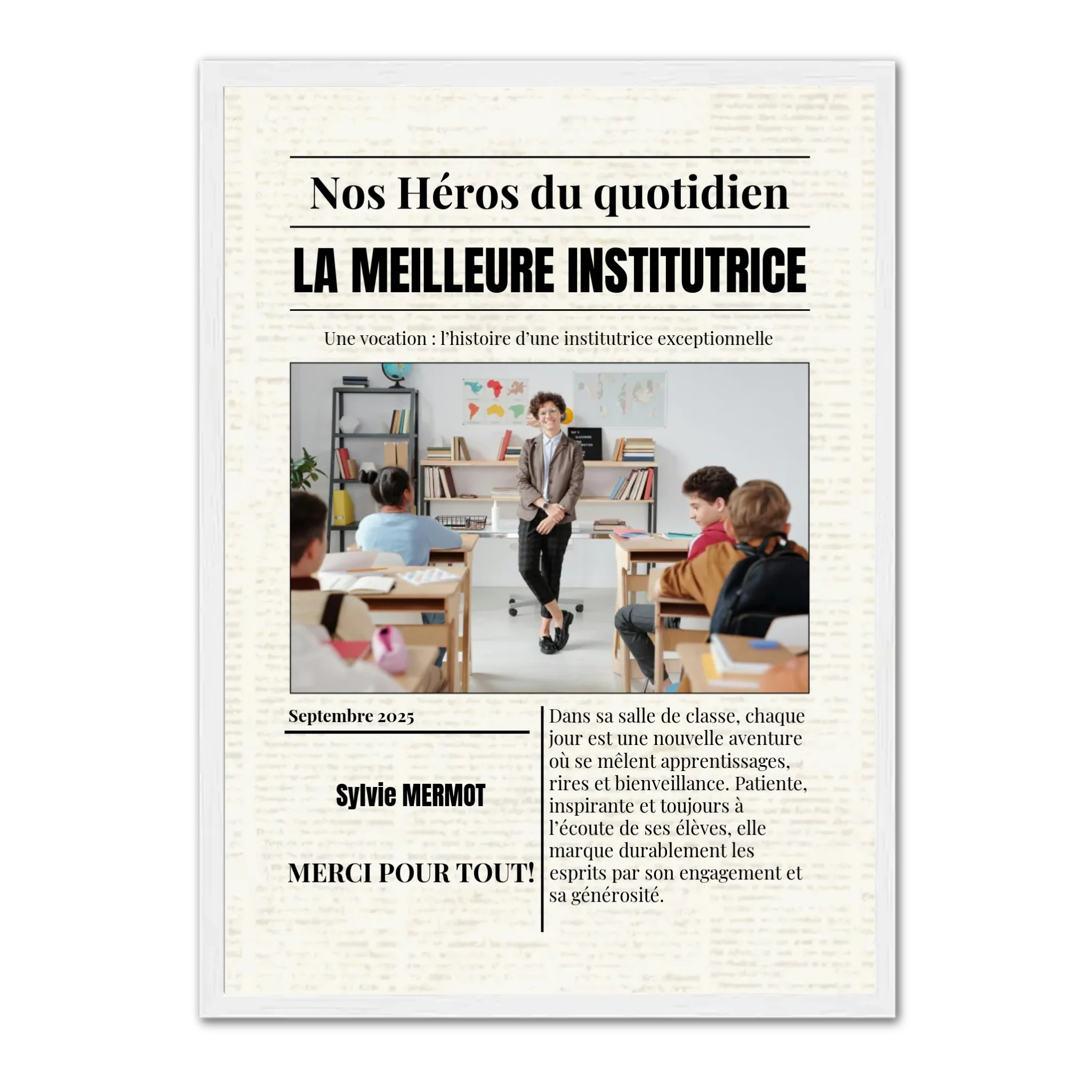 Journal métiers "Nos Héros" - Affiche personnalisée  Jetaimeparis France