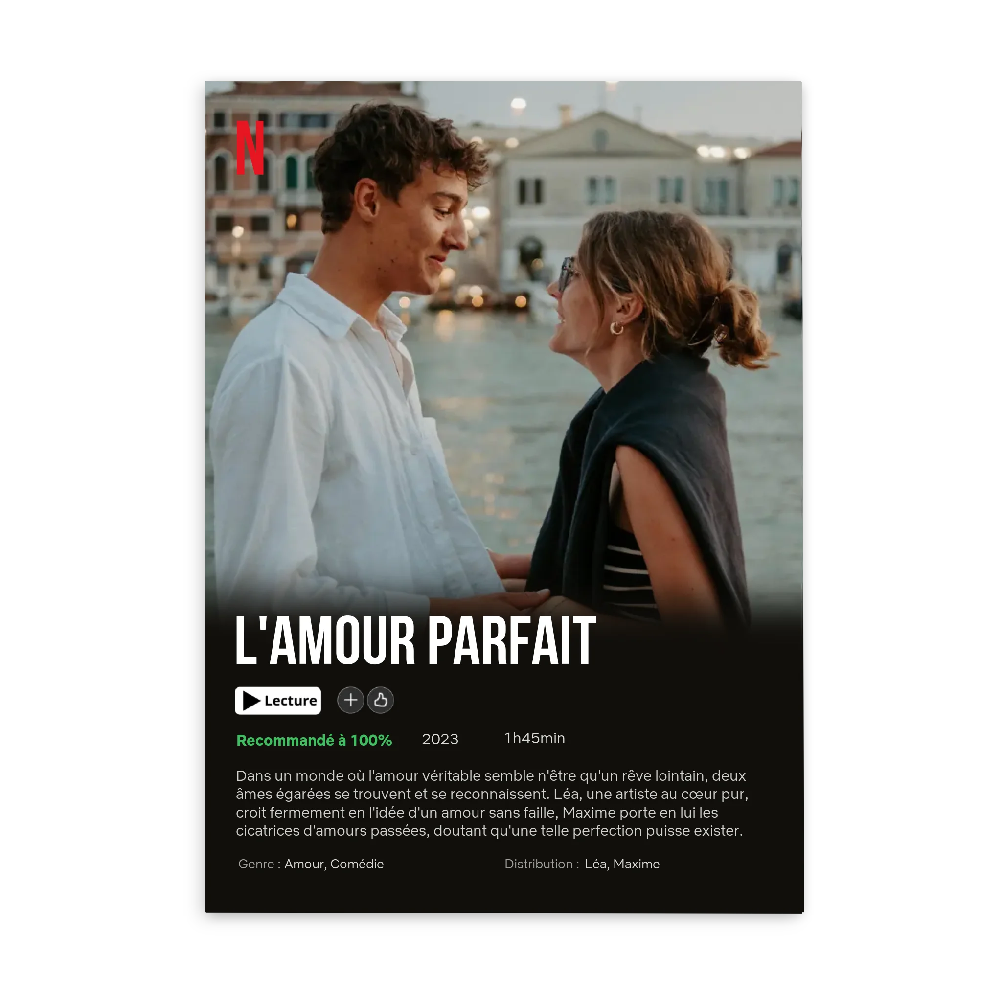 Notre Propre Film - Affiche personnalisée  Jetaimeparis France