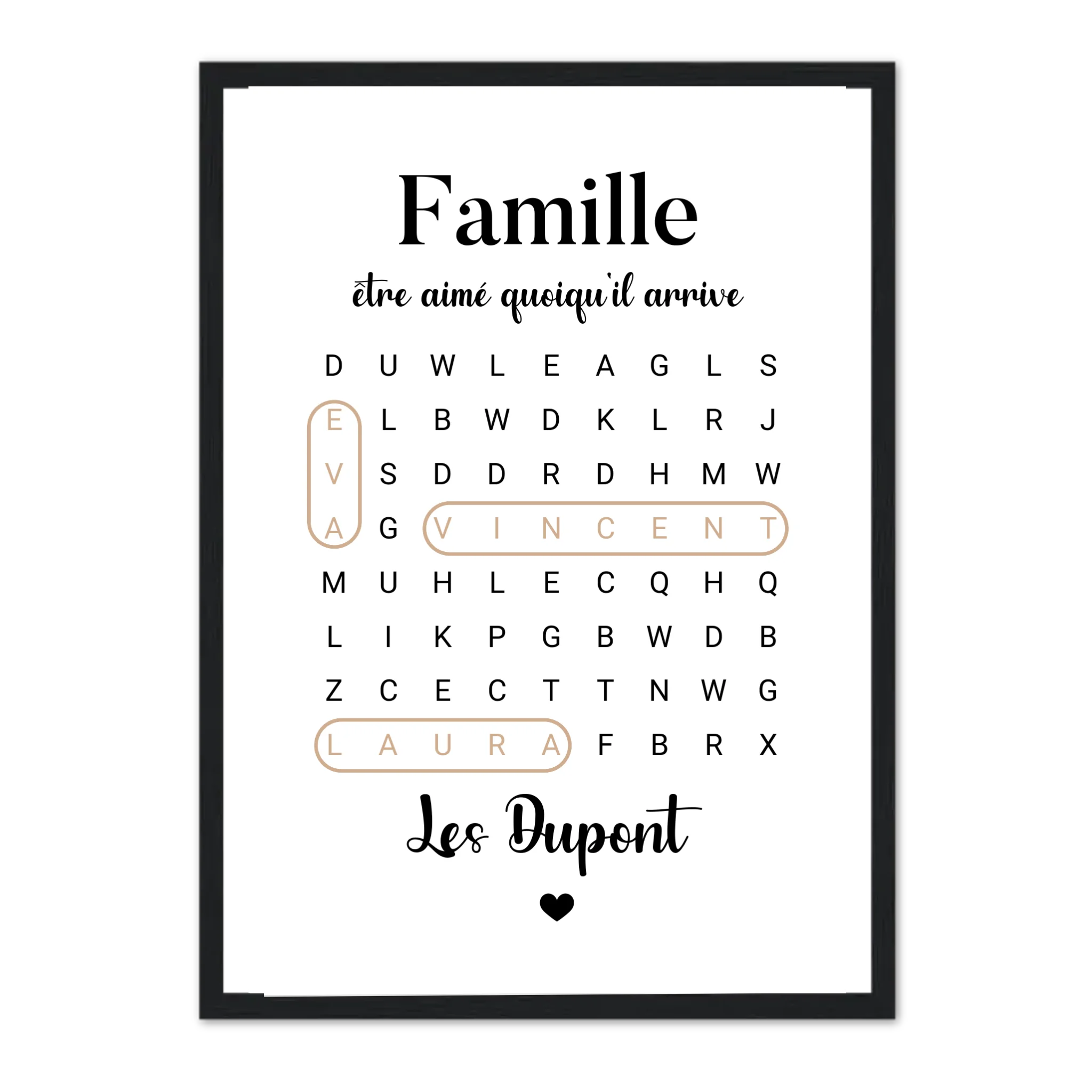 Mots croisés Famille - Affiche personnalisée