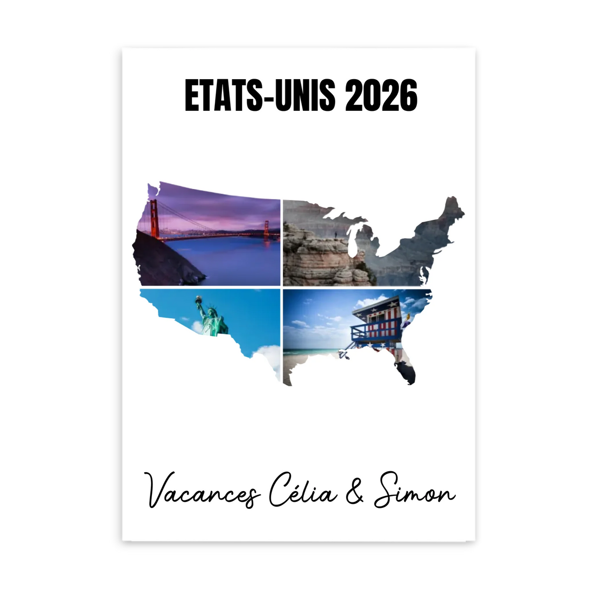 Vacances Etats-Unis- Affiche personnalisée