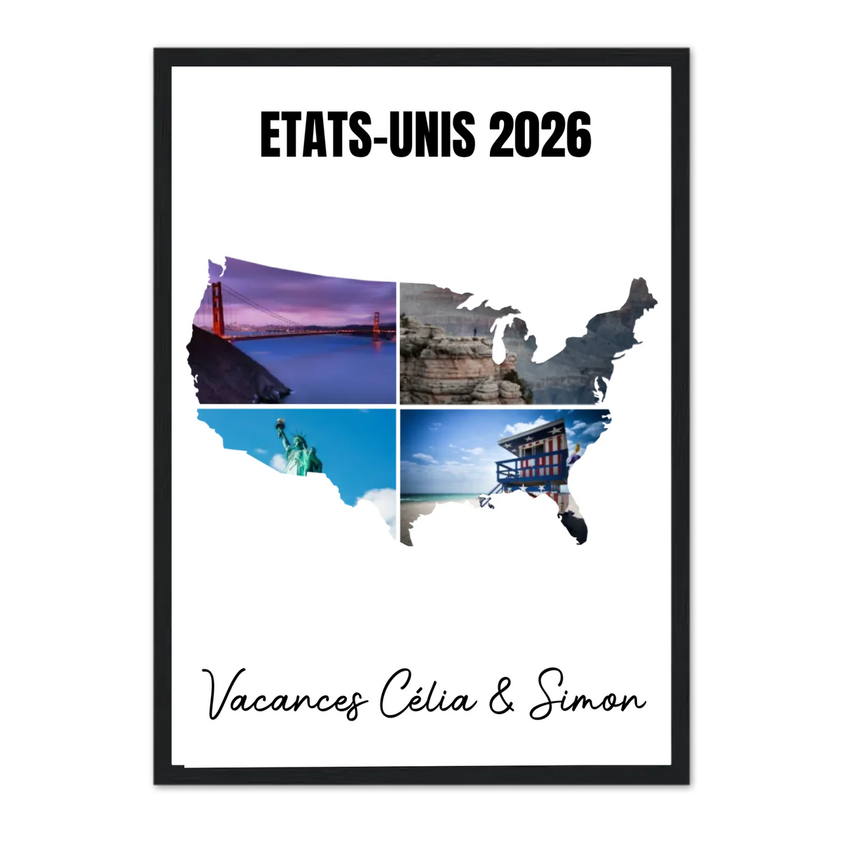Vacances Etats-Unis- Affiche personnalisée