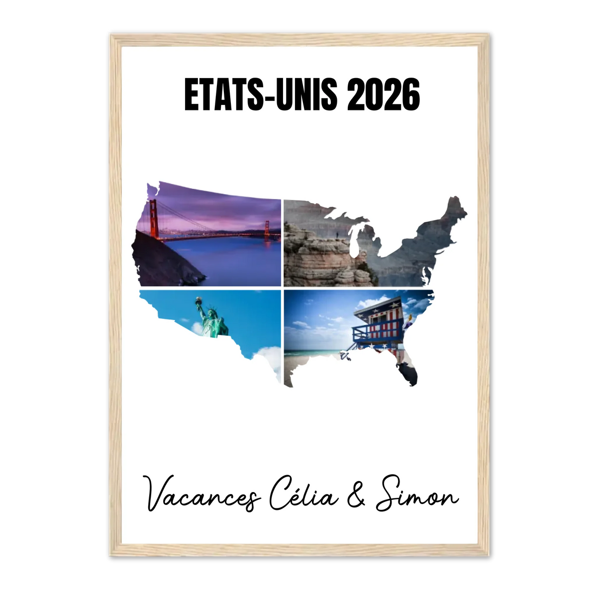 Vacances Etats-Unis- Affiche personnalisée