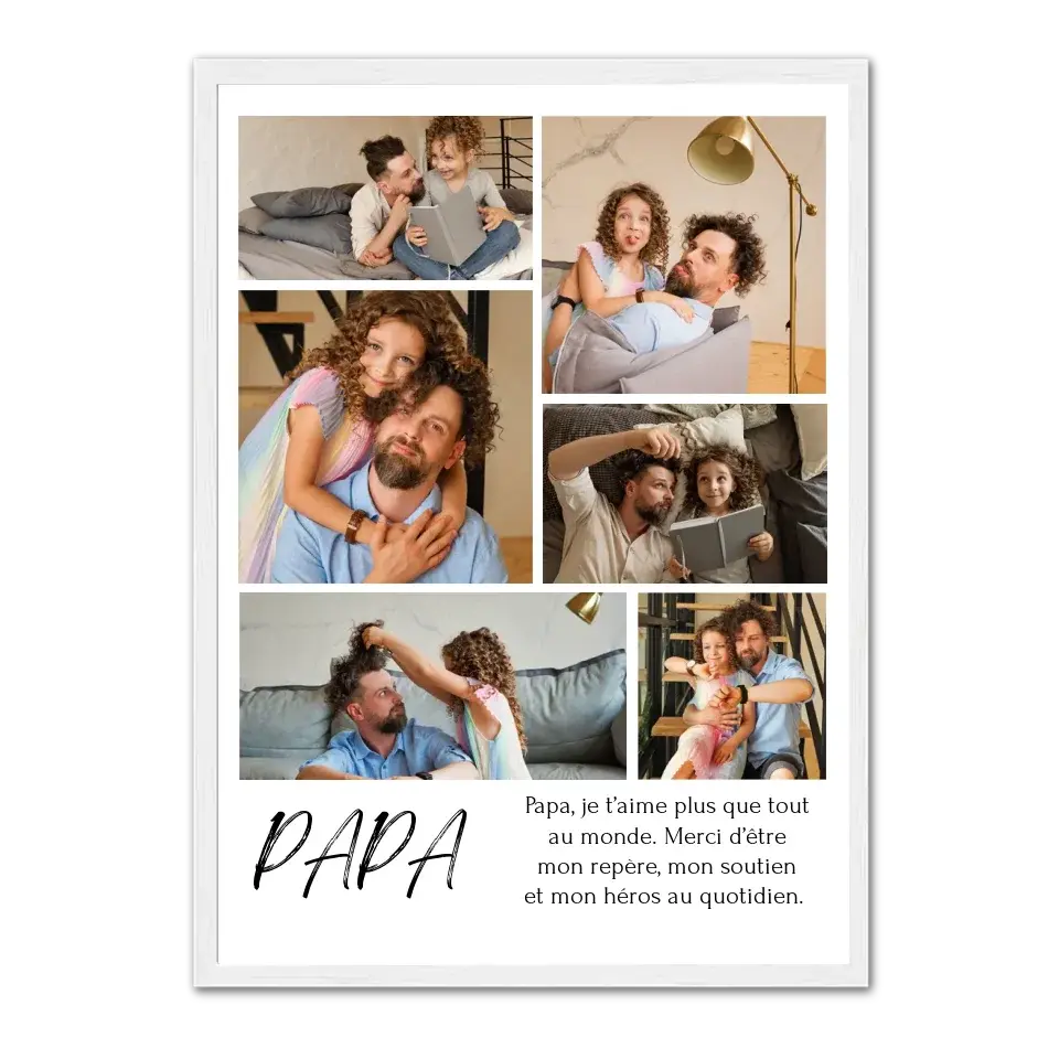 Affiche 6 photos papa - Affiche personnalisée  AFFICHE-PHOTO-PAPA-Blanc-50x70-cm Product vendor