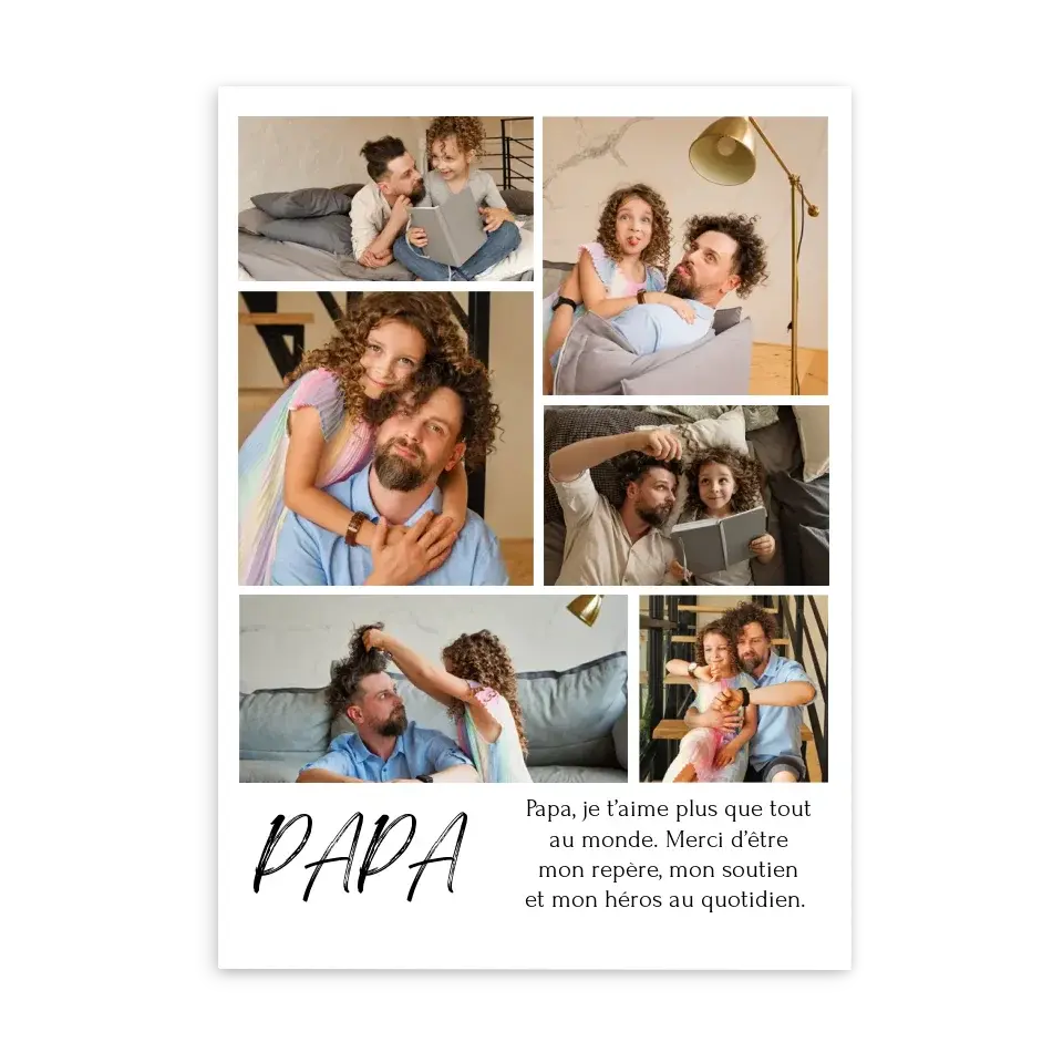 Affiche 6 photos papa - Affiche personnalisée  AFFICHE-PHOTO-PAPA-Poster-sans-cadre-50x70-cm Product vendor